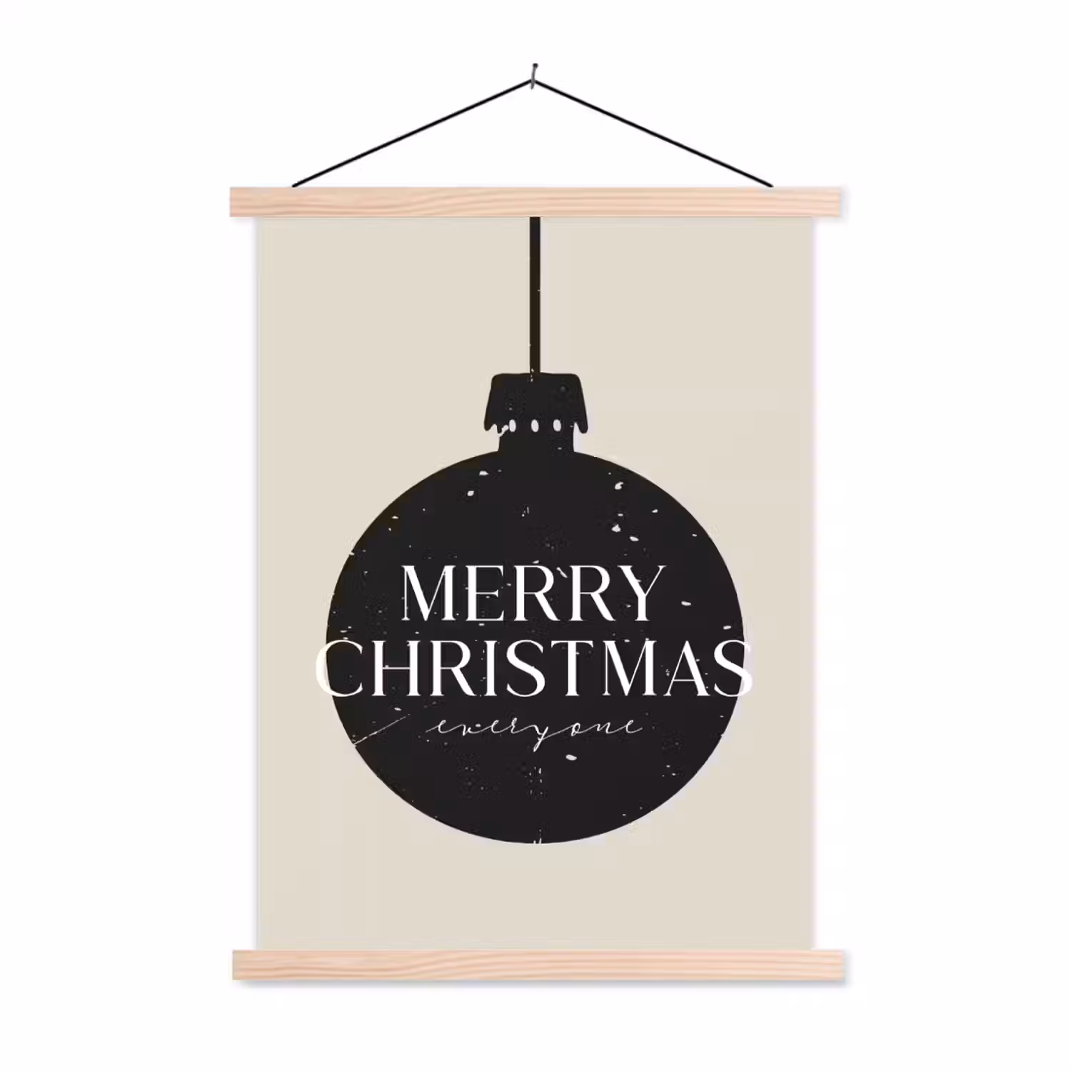 Kerstballen - Japandi - Christmas - Zwarte kerstballen textielposter latten blank klein -3d