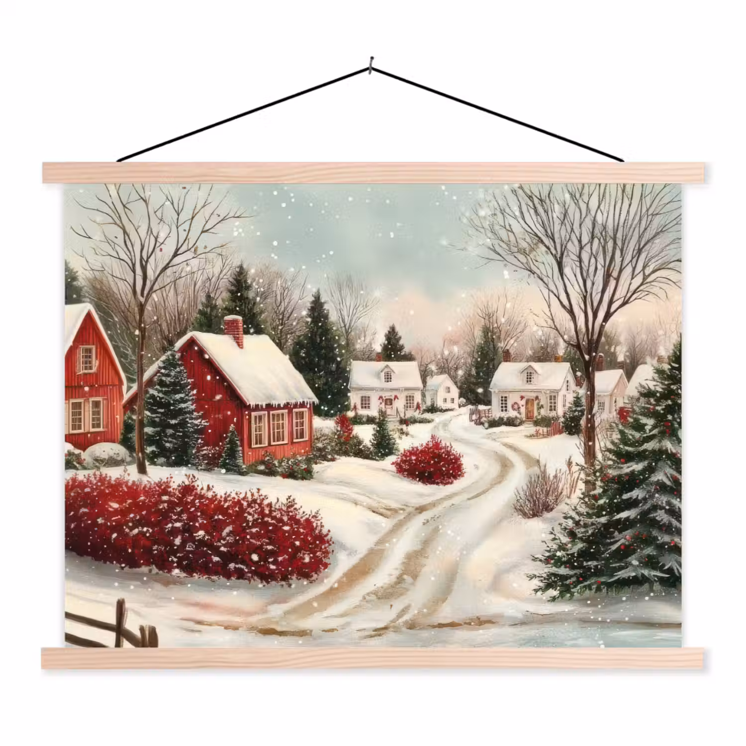 Kerstsfeer - Landelijk - Rood textielposter latten blank klein -3d