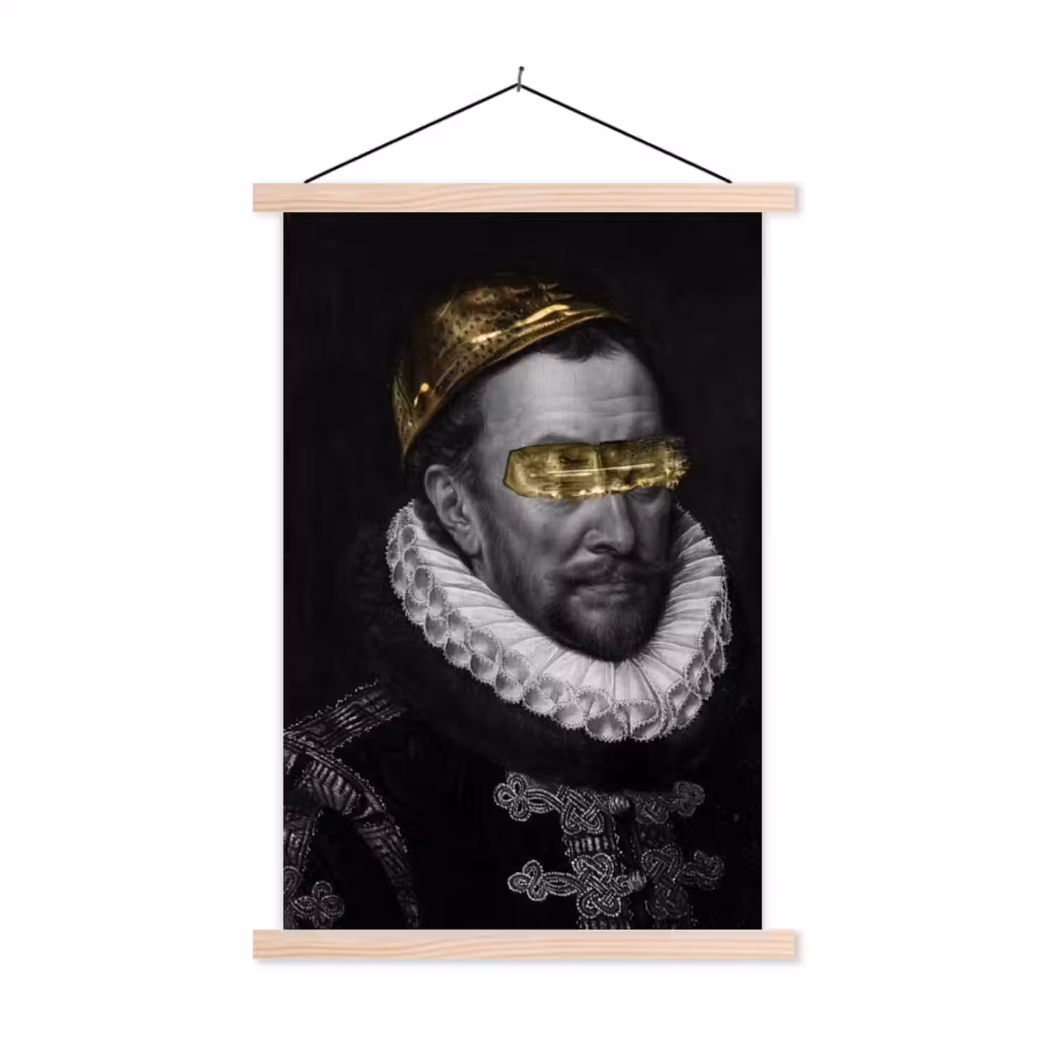 Willem van Oranje - Adriaen Thomasz - Zwart - Wit textielposter latten blank klein -3d