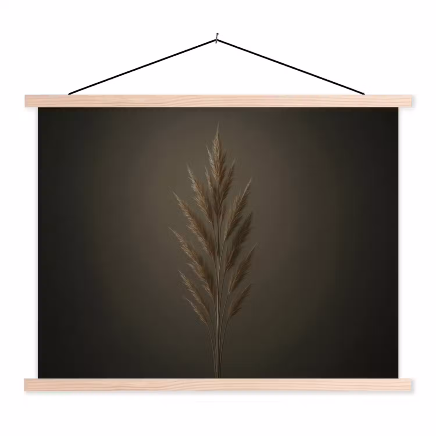 Tak - Pluimgras - Donkerbruin textielposter latten blank klein -3d