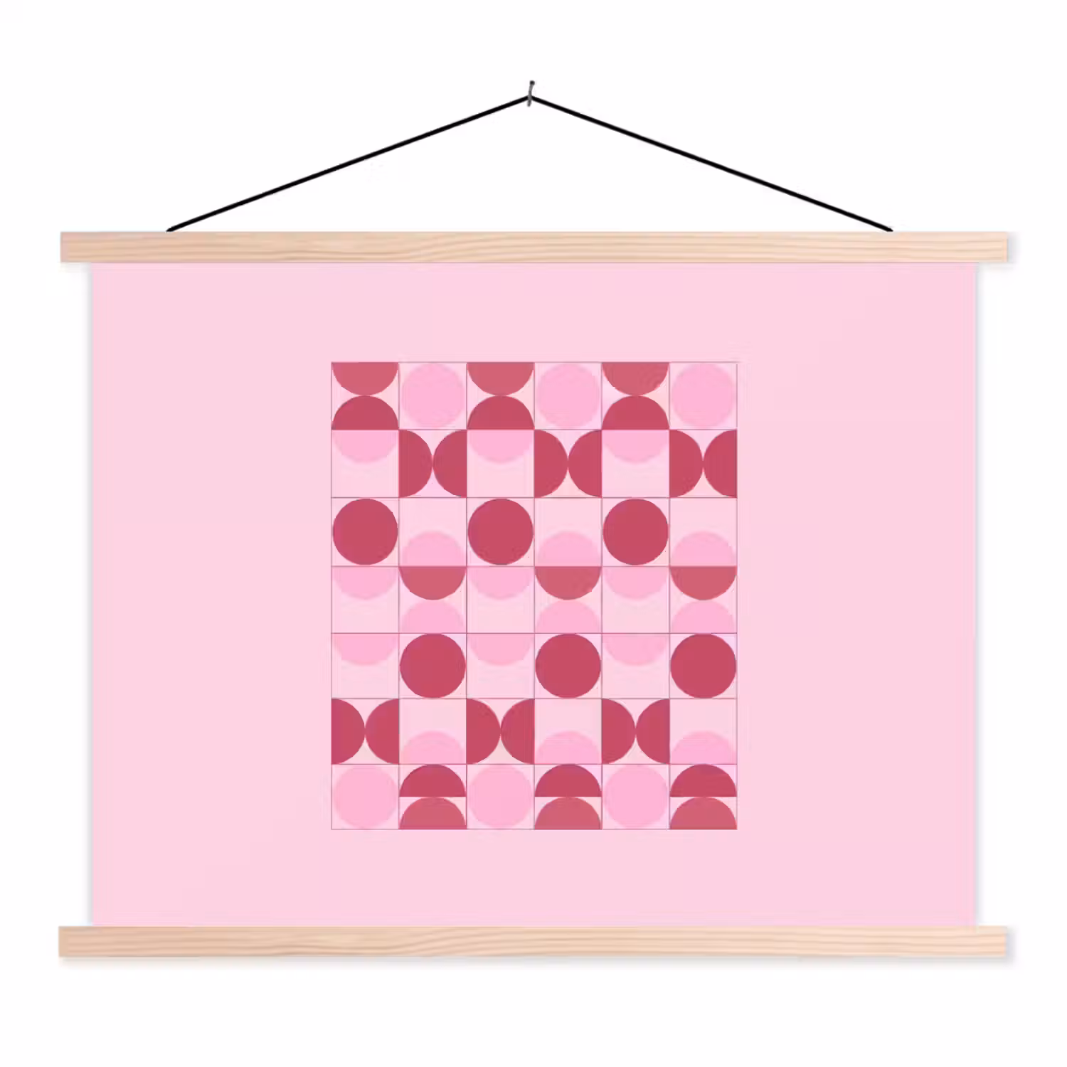 Abstract - Geometrisch - Cirkels - Roze - Modern textielposter latten blank klein -3d