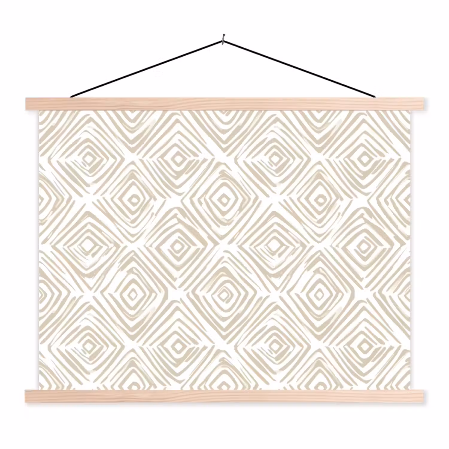 Abstract - Ruit - Beige textielposter latten blank klein 122 -3d