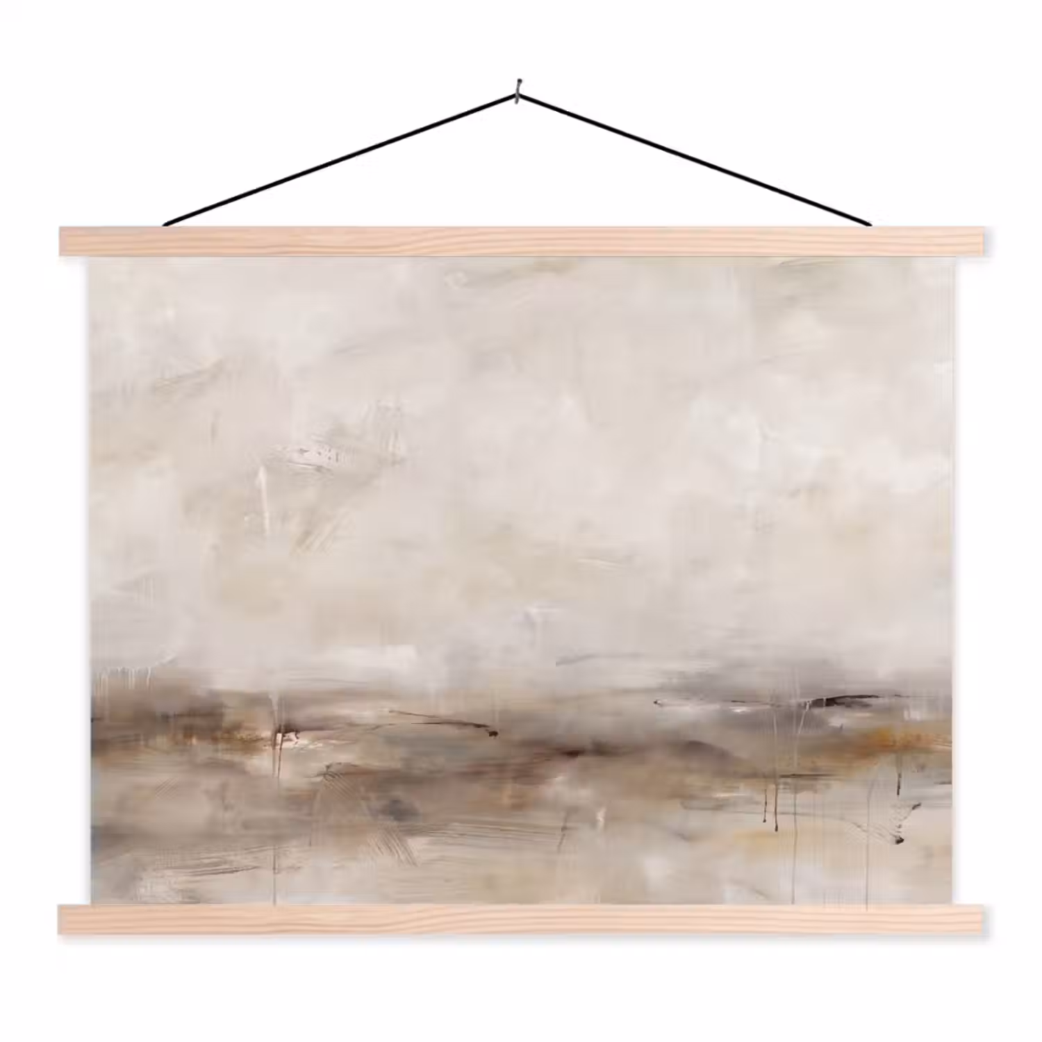 Abstrakt - Landschap - Modern - Beige - Kunst textielposter latten blank klein -3d