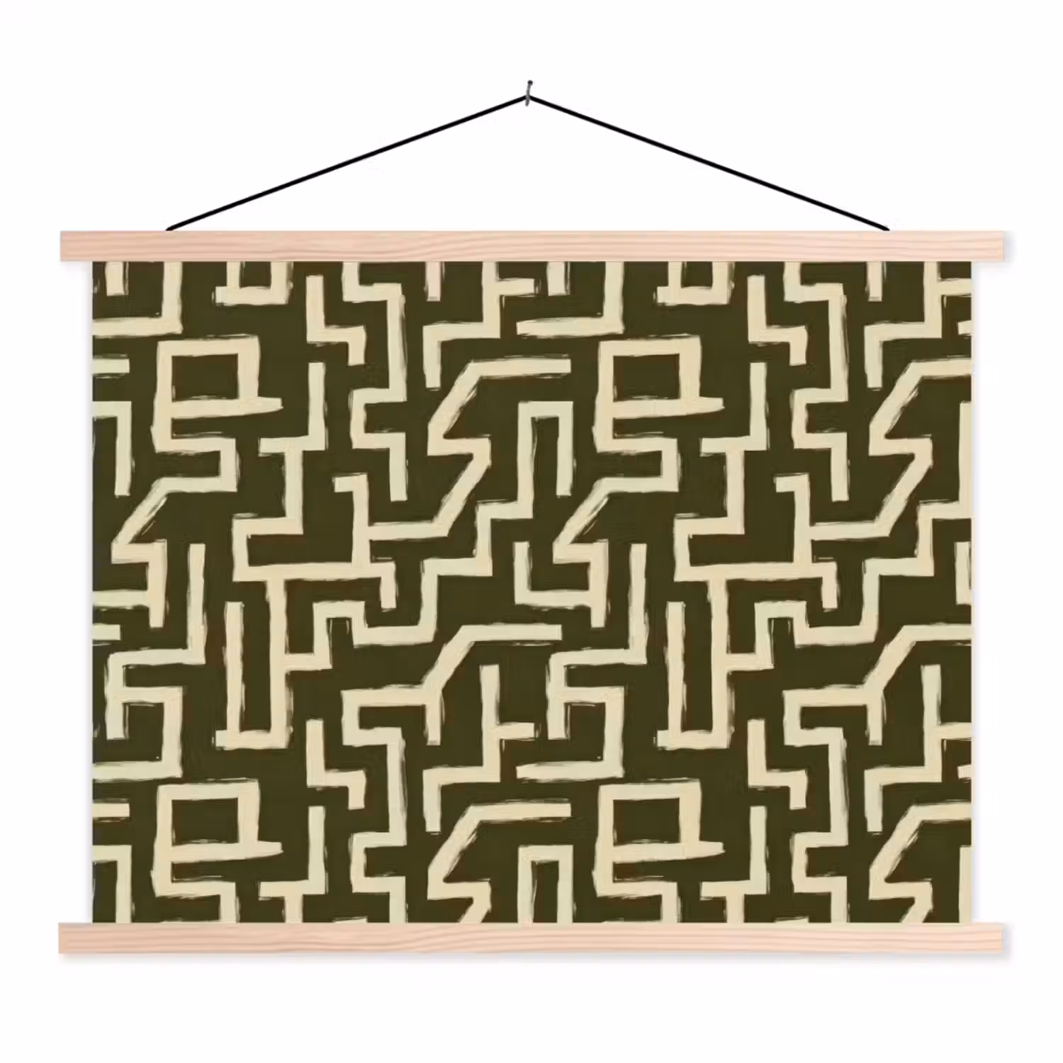 Abstract - Lijnen - Groen textielposter latten blank klein 122 -3d