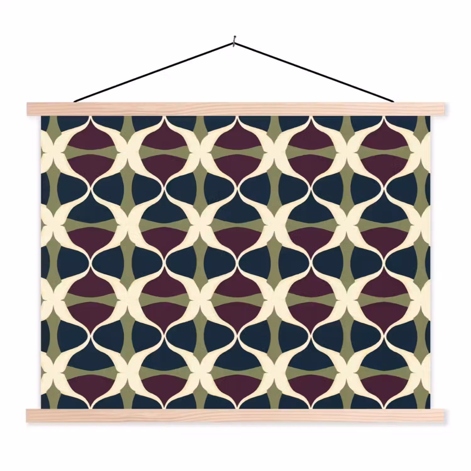 Abstract - Retro - Kleurrijk textielposter latten blank klein 122 -3d