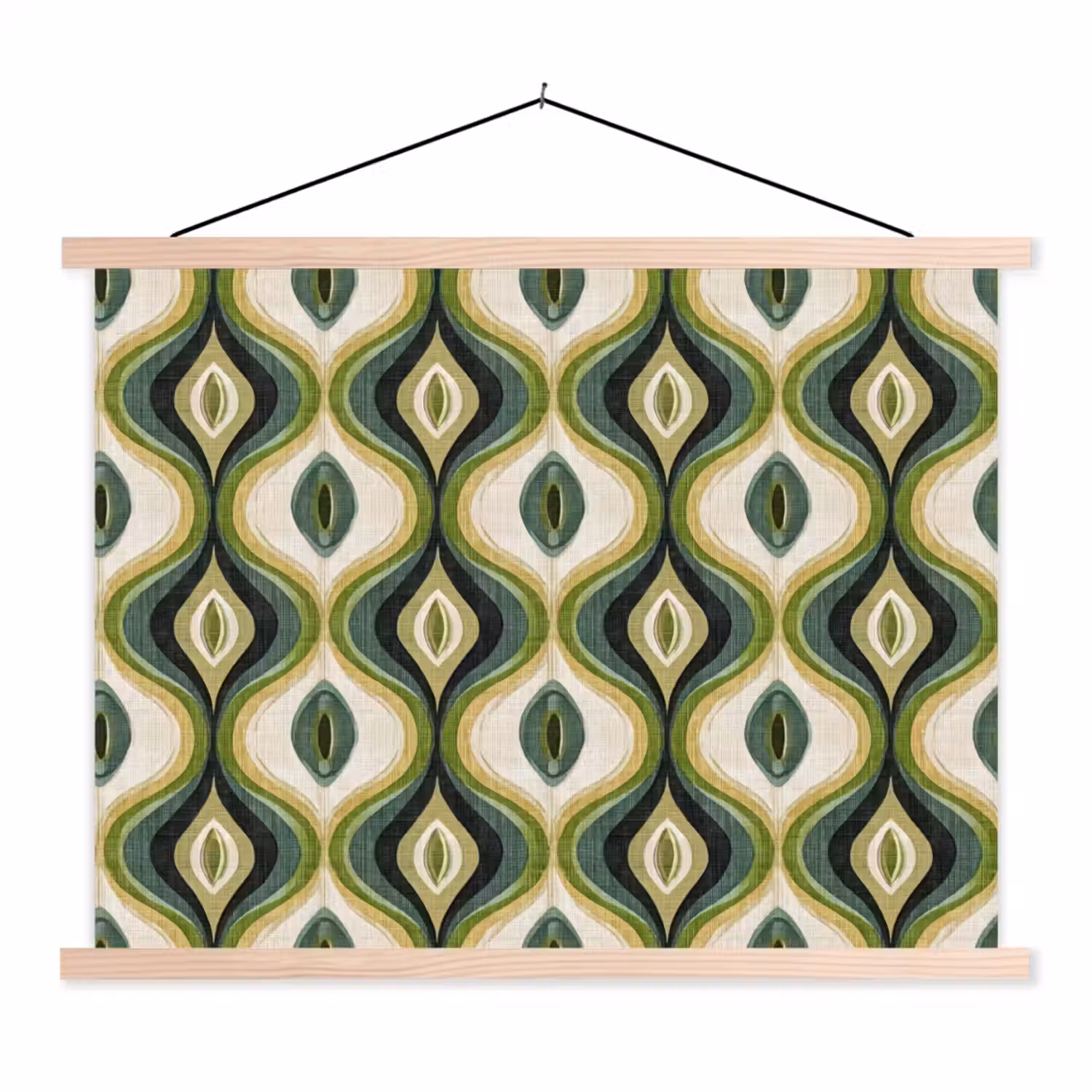 Abstract - Ritmisch - Groen textielposter latten blank klein 122 -3d