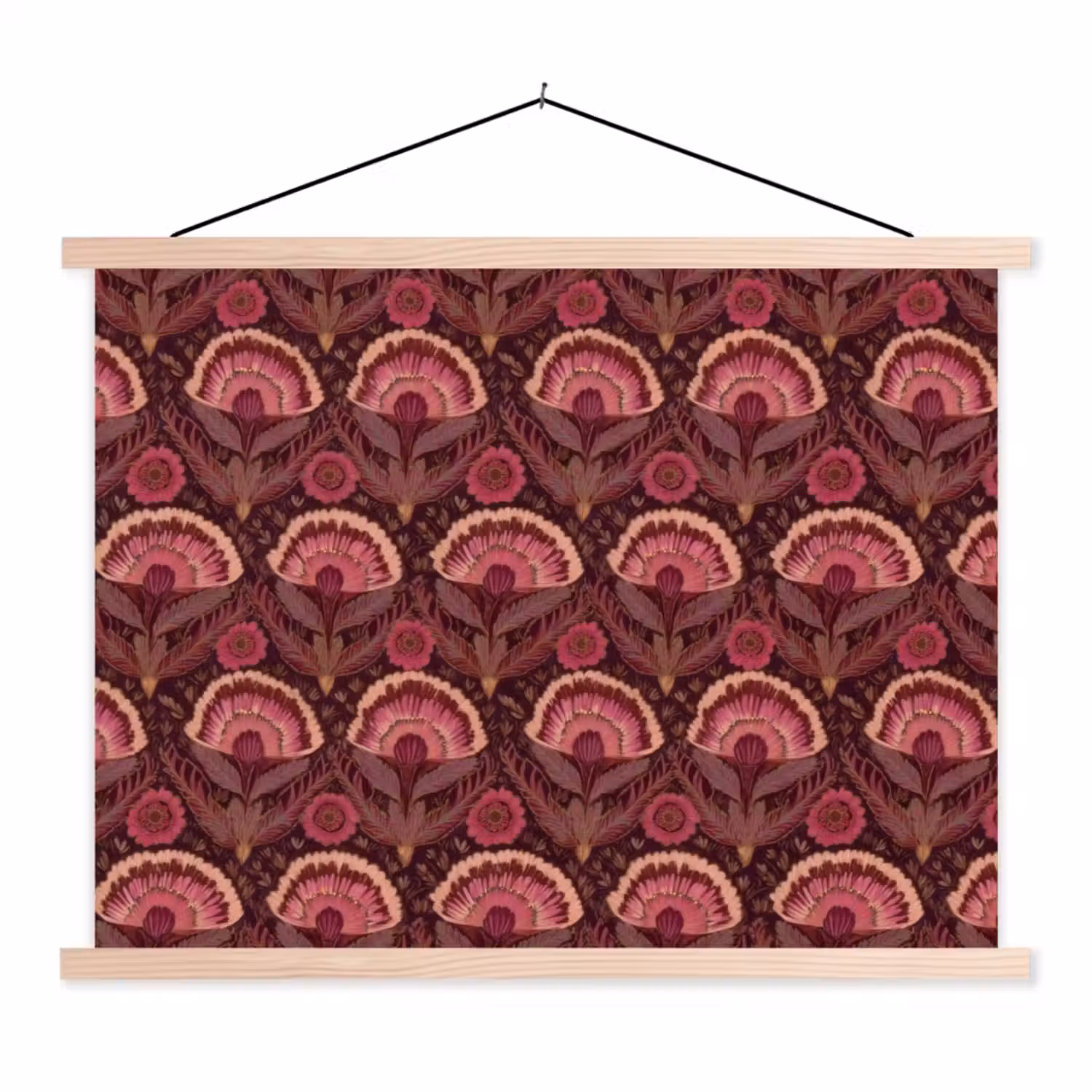 Antiek - Bloemen - Kleurrijk textielposter latten blank klein 122 -3d