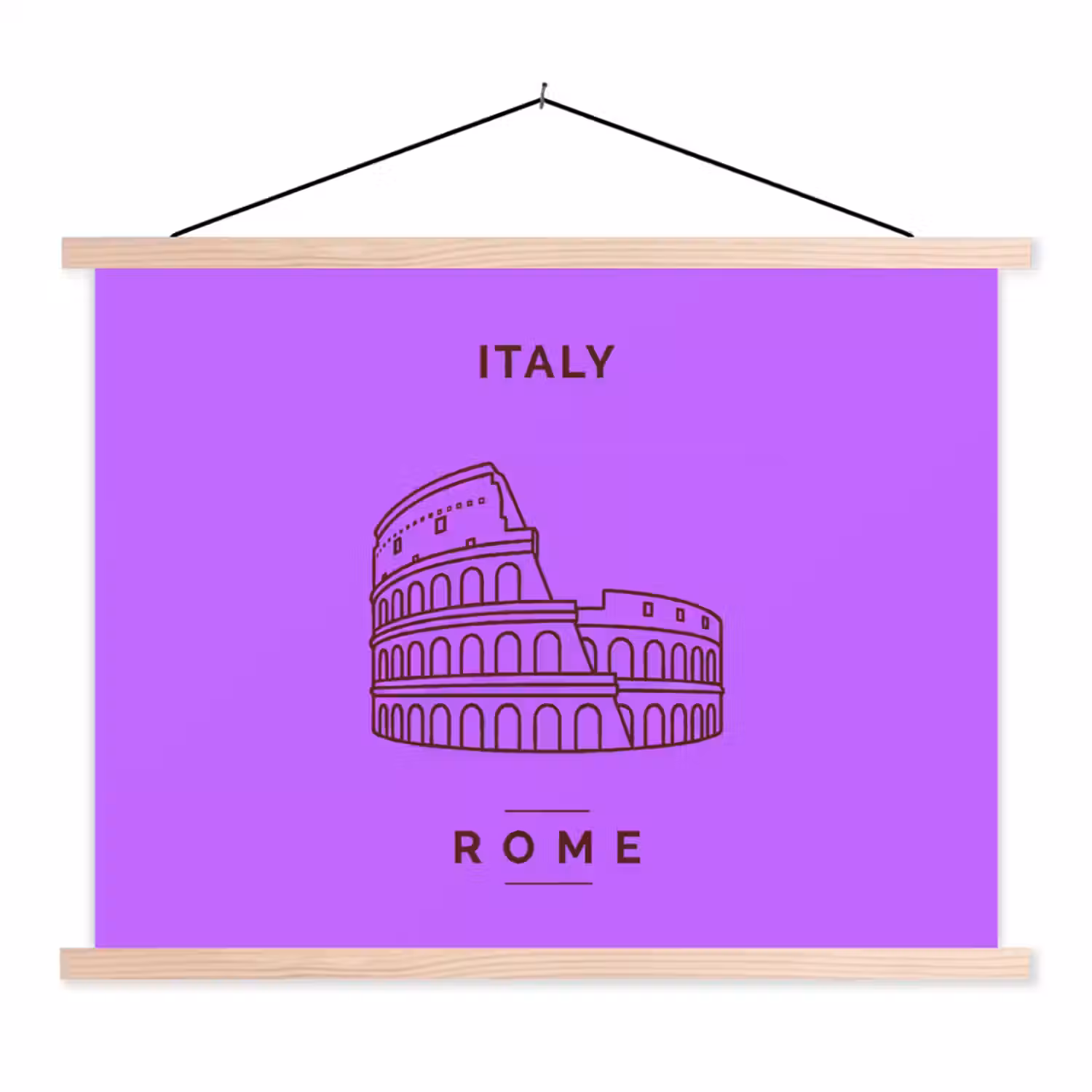 Architectuur - Colosseum - Rome - Minimalistisch - Paars textielposter latten blank klein -3d
