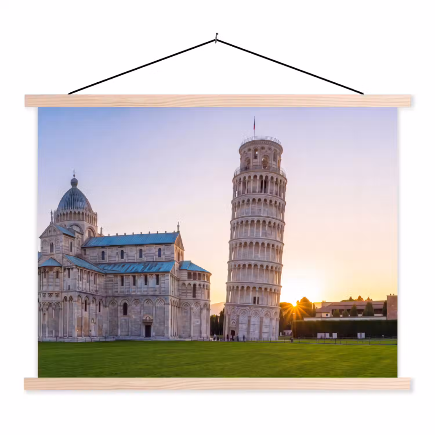Architectuur - Toren - Pisa - Italië - Zonsondergang textielposter latten blank klein -3d
