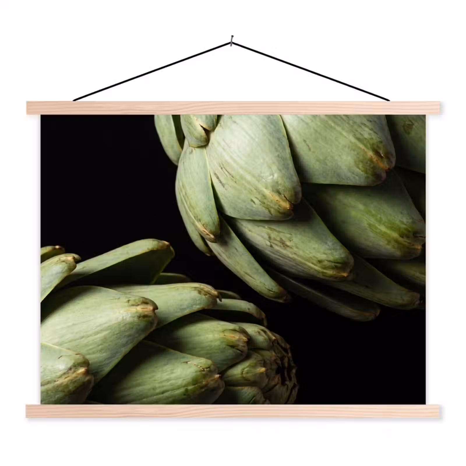 Stoffbild - Artischocke – Grün – Essen - Artisjok - Groen - Eten textielposter latten blank klein