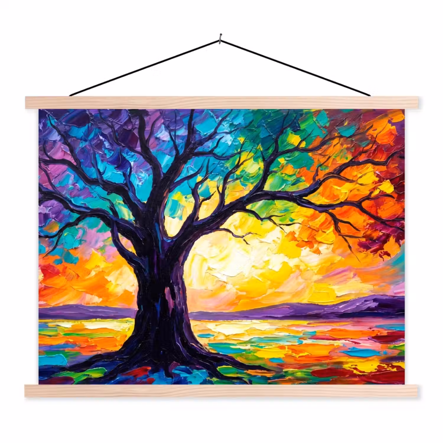 Boom - Landschap - Natuur - Abstract - Kleurrijk textielposter latten blank klein -3d