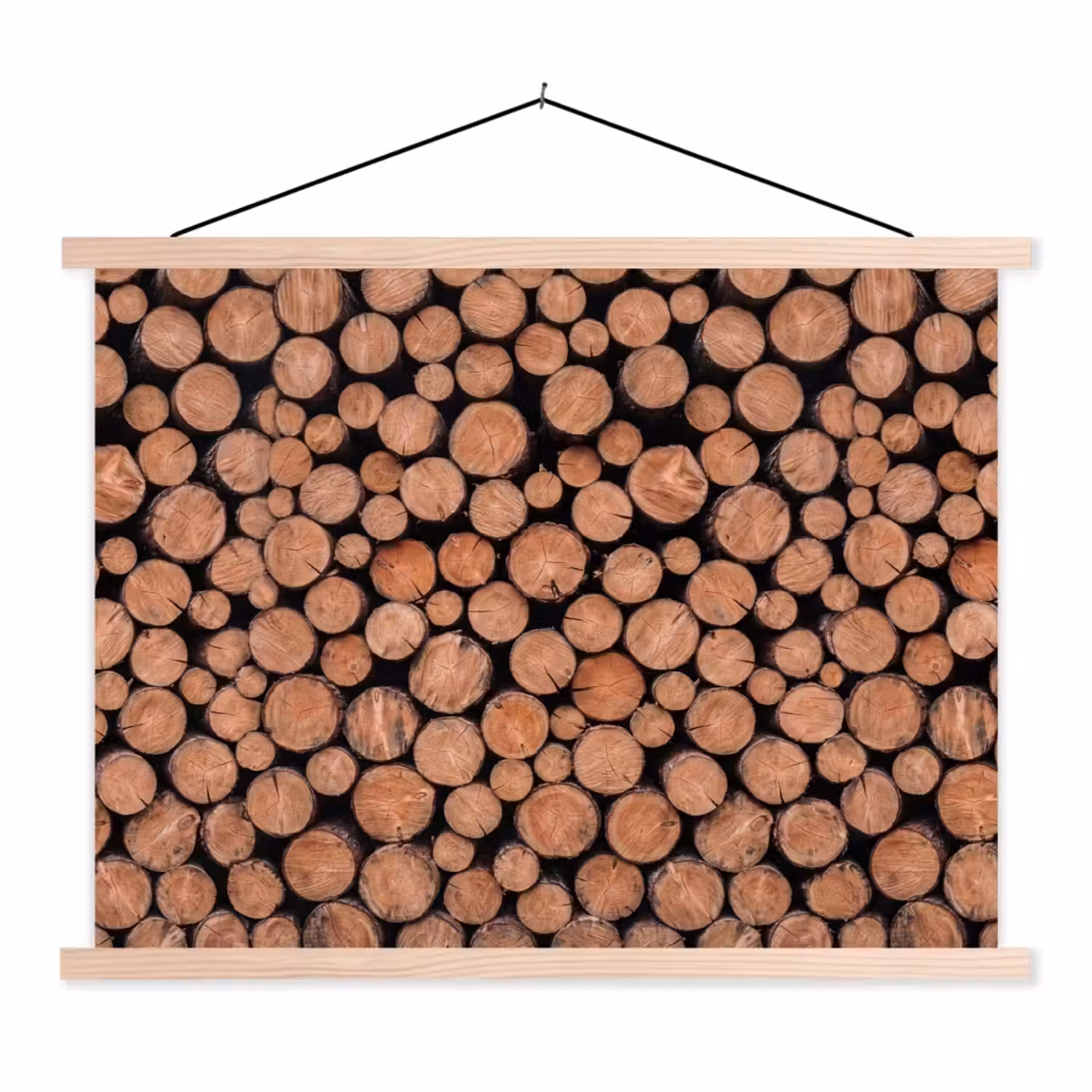 Houtblokken - Textuur - Patroon - Bruin - Rustiek textielposter latten blank klein -3d
