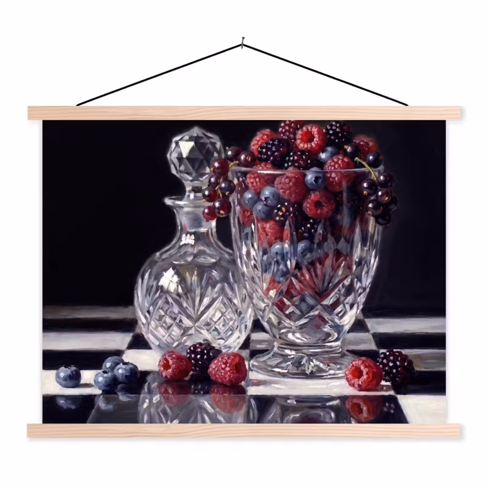 Stoffbild - Beeren – Kristall – Stillleben - Bessen - Kristal - Stilleven textielposter latten blank klein