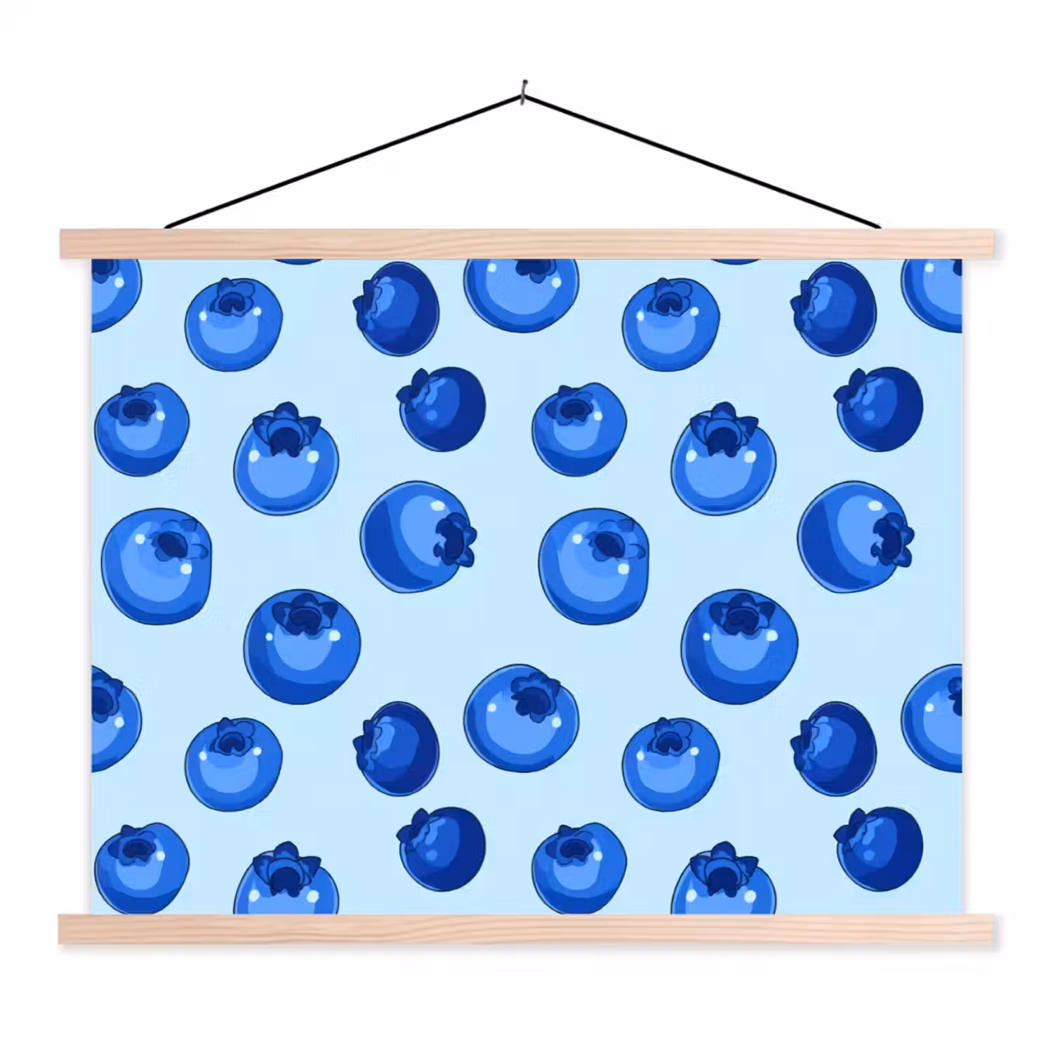 Bessen - Modern - Blauw textielposter latten blank klein 122 -3d