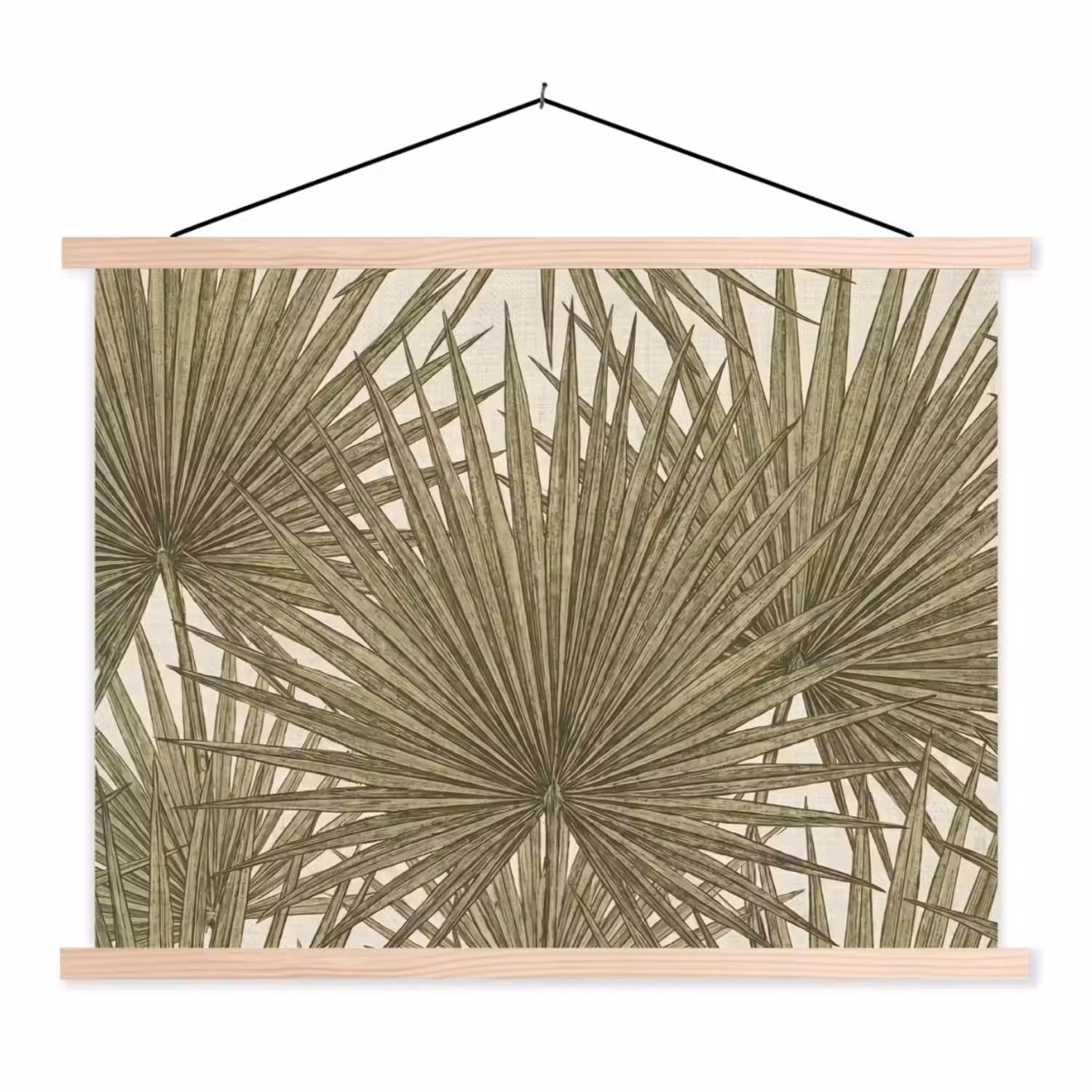 Blad - Tropisch - Patroon - Natuur - Groen textielposter latten blank klein -3d