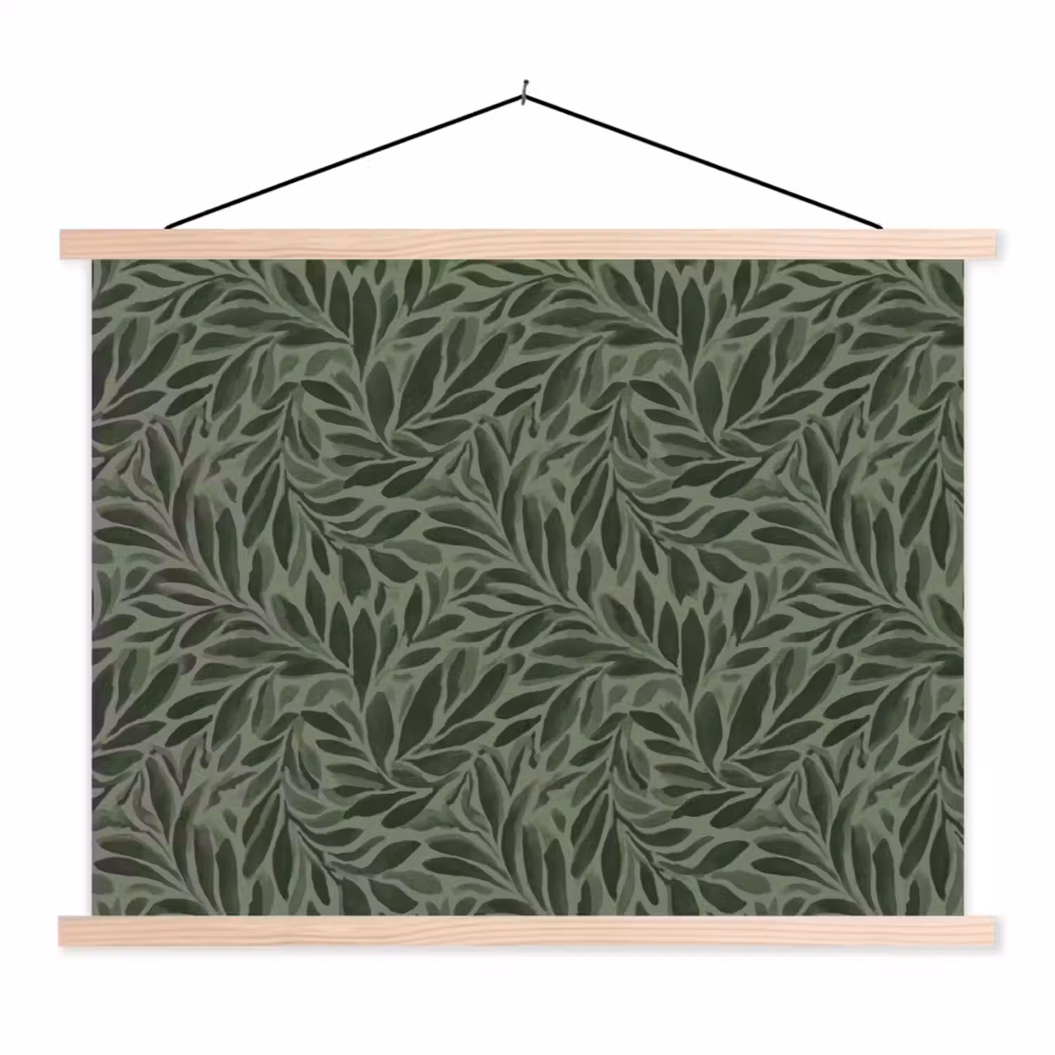 Bladeren - Organisch - Groen textielposter latten blank klein 122 -3d