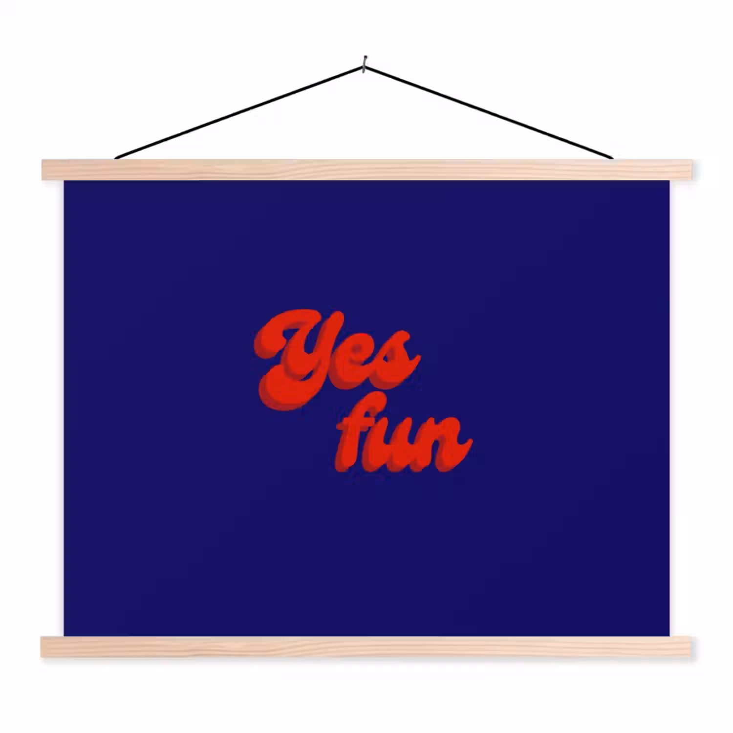 Blauw - Rood - Yes fun - 3D textielposter latten blank klein -3d