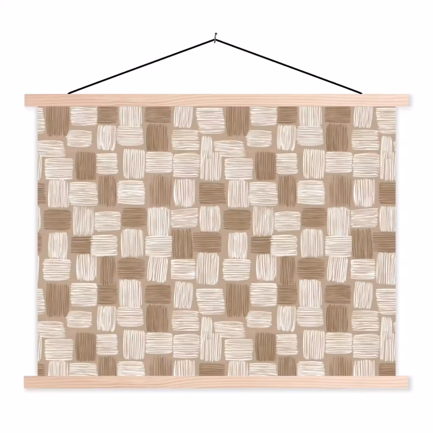 Blok - Patroon - Bruin textielposter latten blank klein 122 -3d