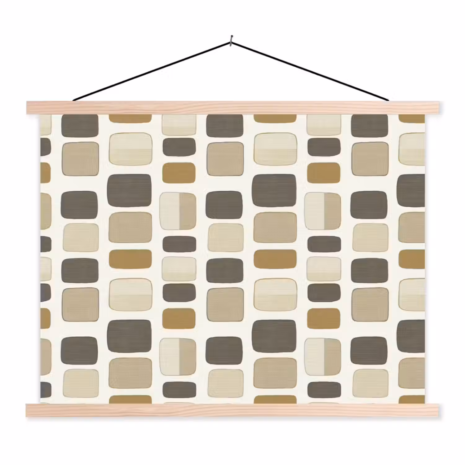 Blokken - Vintage - Grijs textielposter latten blank klein 122 -3d
