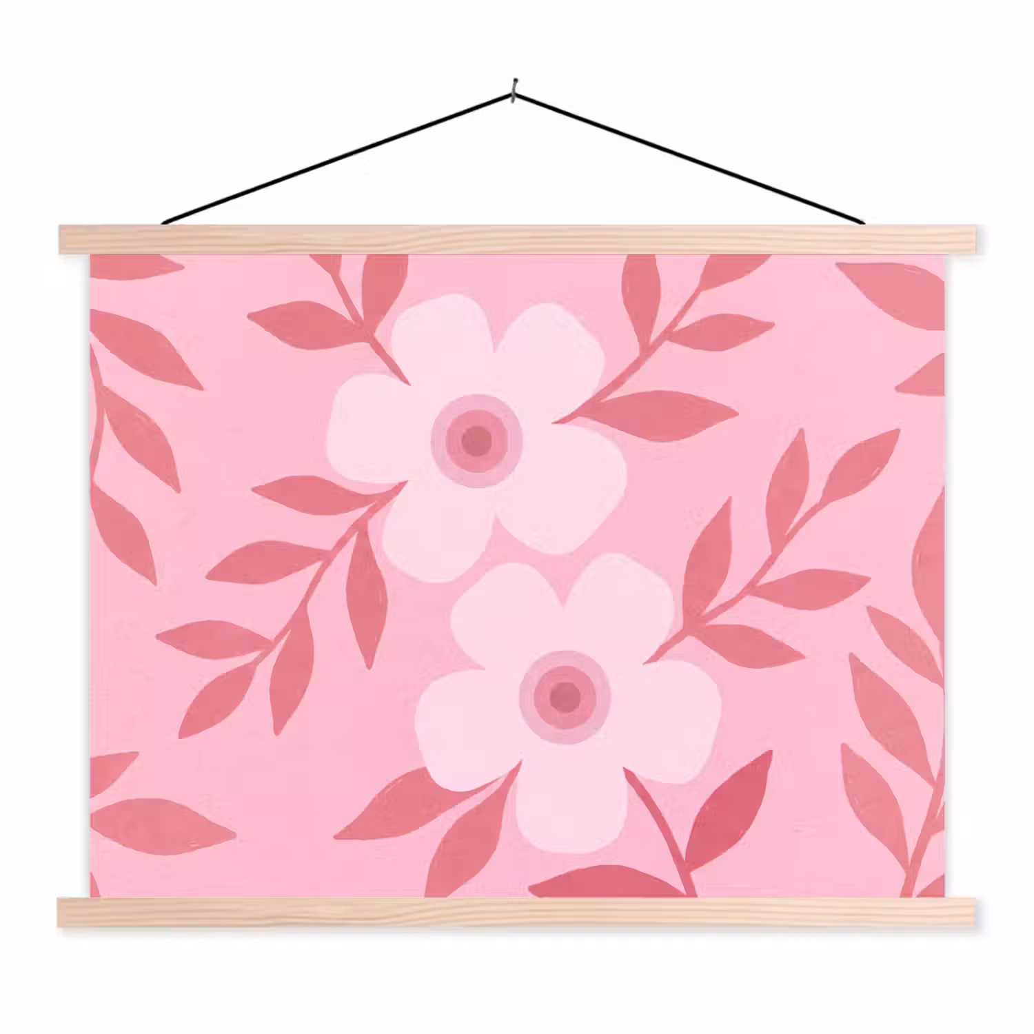 Bloemen - Abstract - Modern - Roze - Natuur textielposter latten blank klein -3d