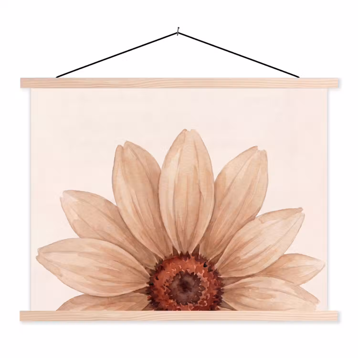 Bloemen - Bloemblad - Natuur - Aquarel - Beige textielposter latten blank klein -3d