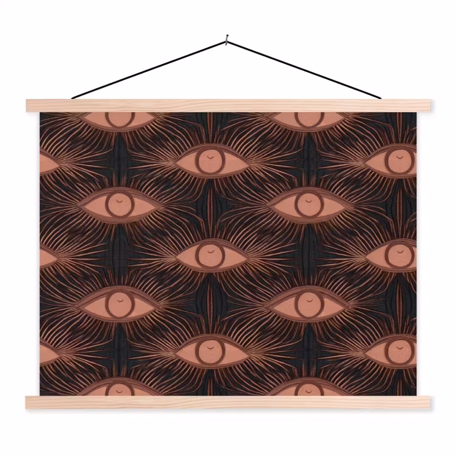Boheems - Oog - Bruin textielposter latten blank klein 122 -3d