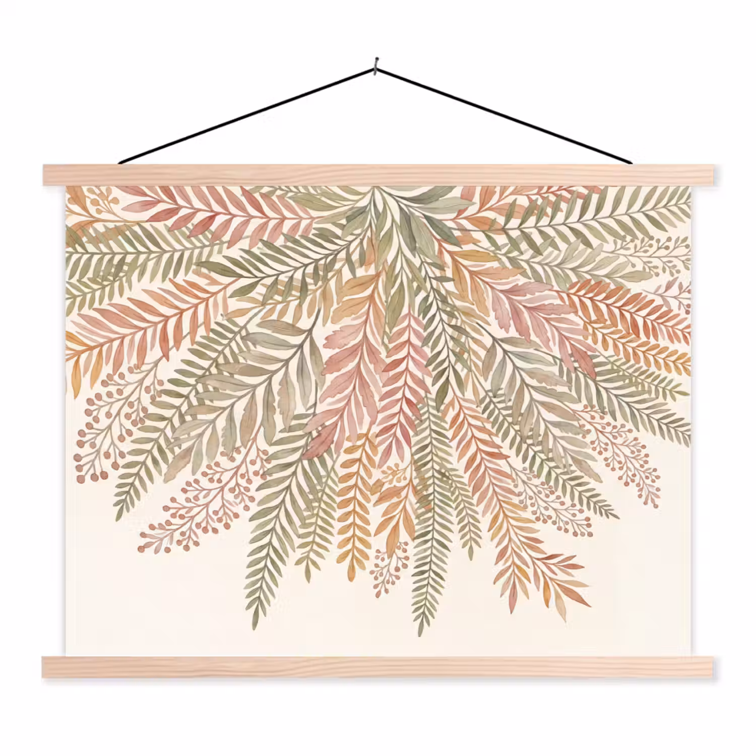 Botanisch - Aquarel - Kleurrijk textielposter latten blank klein -3d