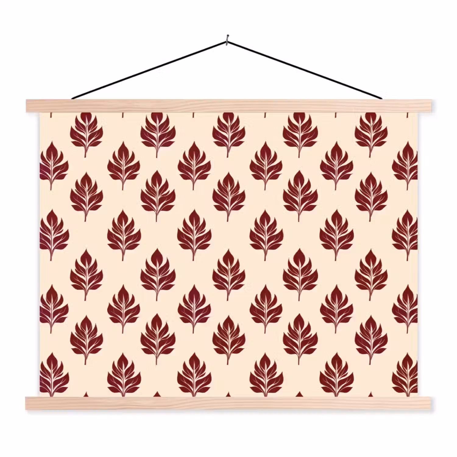 Botanisch - Patroon - Bordeaux textielposter latten blank klein 122 -3d