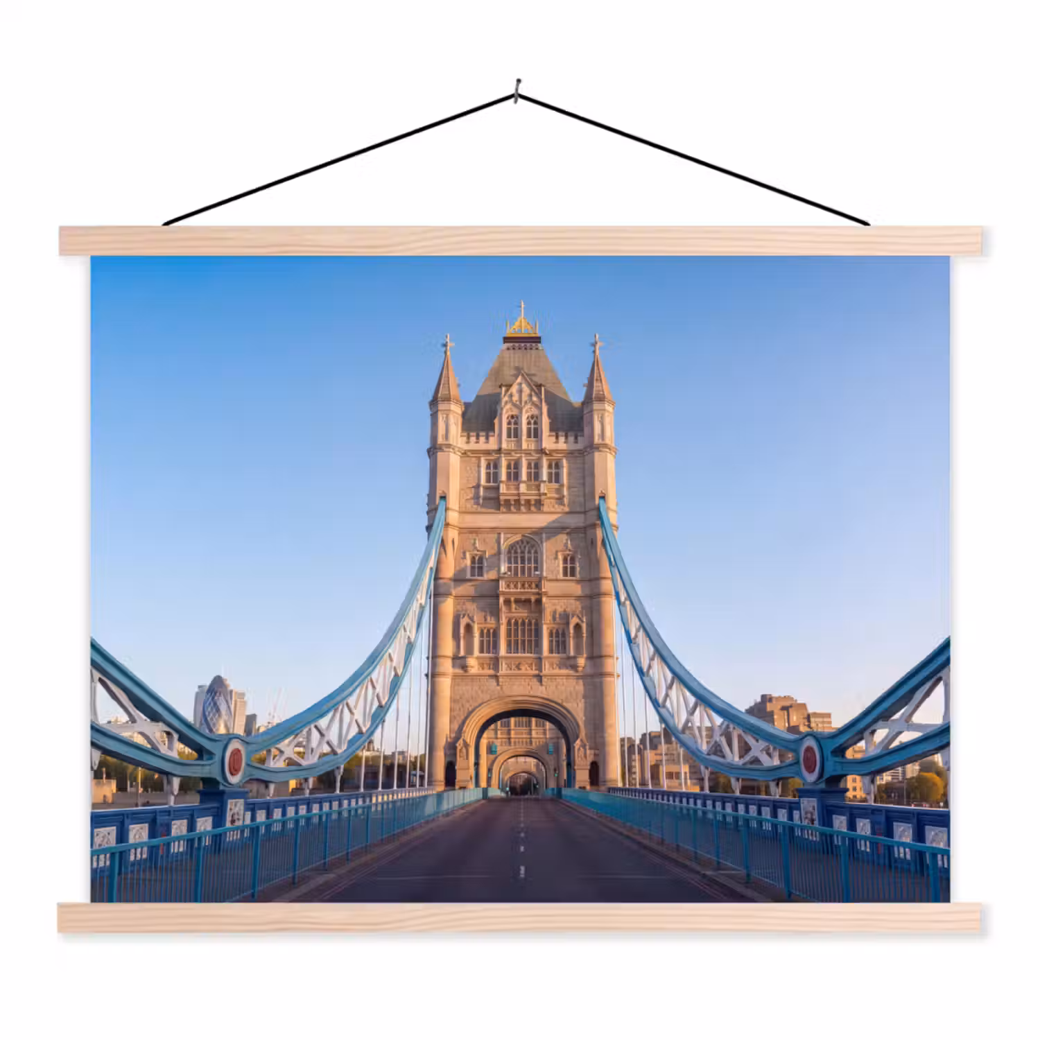 Brug - Toren - Architectuur - Klassiek - Blauw textielposter latten blank klein -3d