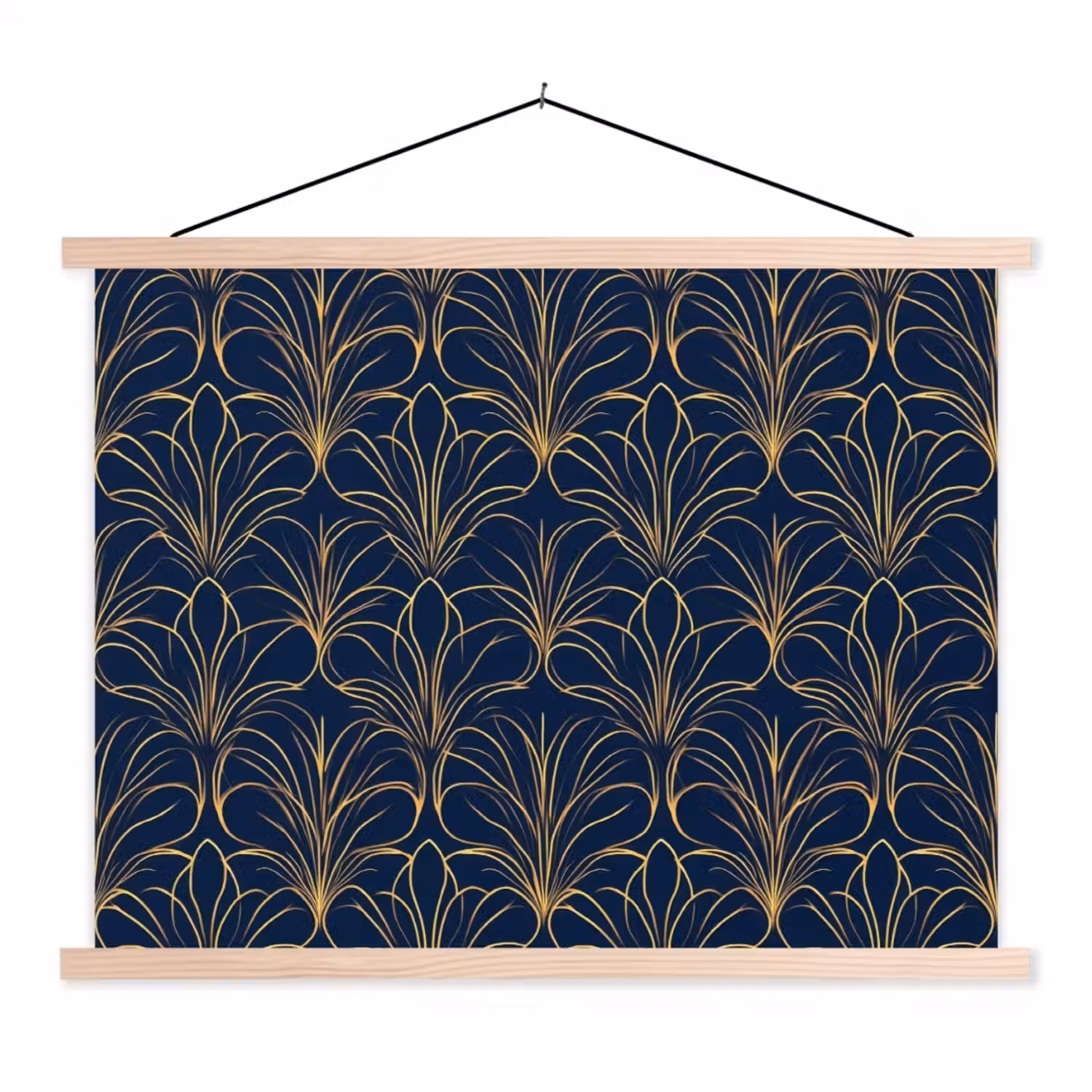 Deco - Waaier - Blauw textielposter latten blank klein 122 -3d