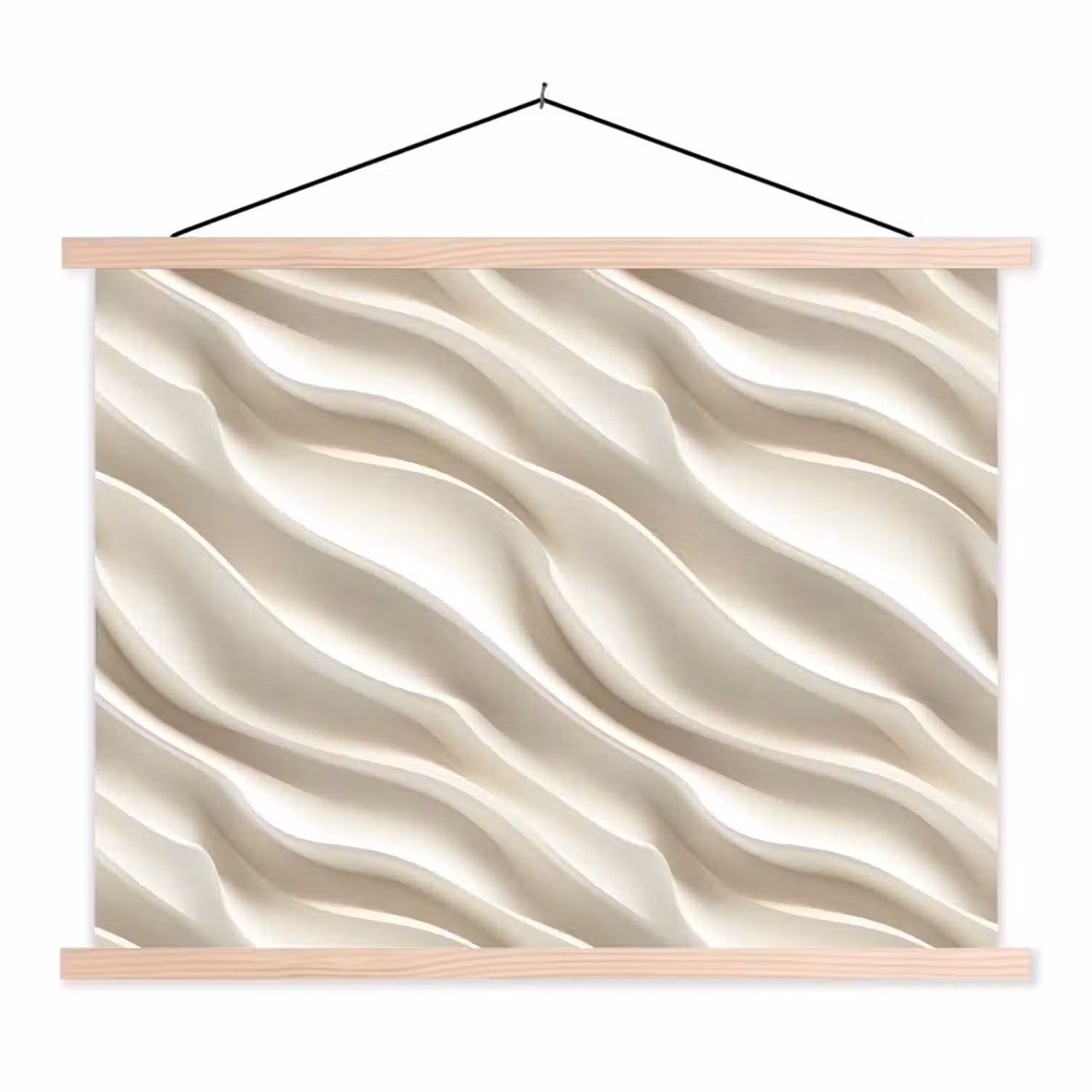 Diagonaal - Golven - Crème textielposter latten blank klein 122 -3d