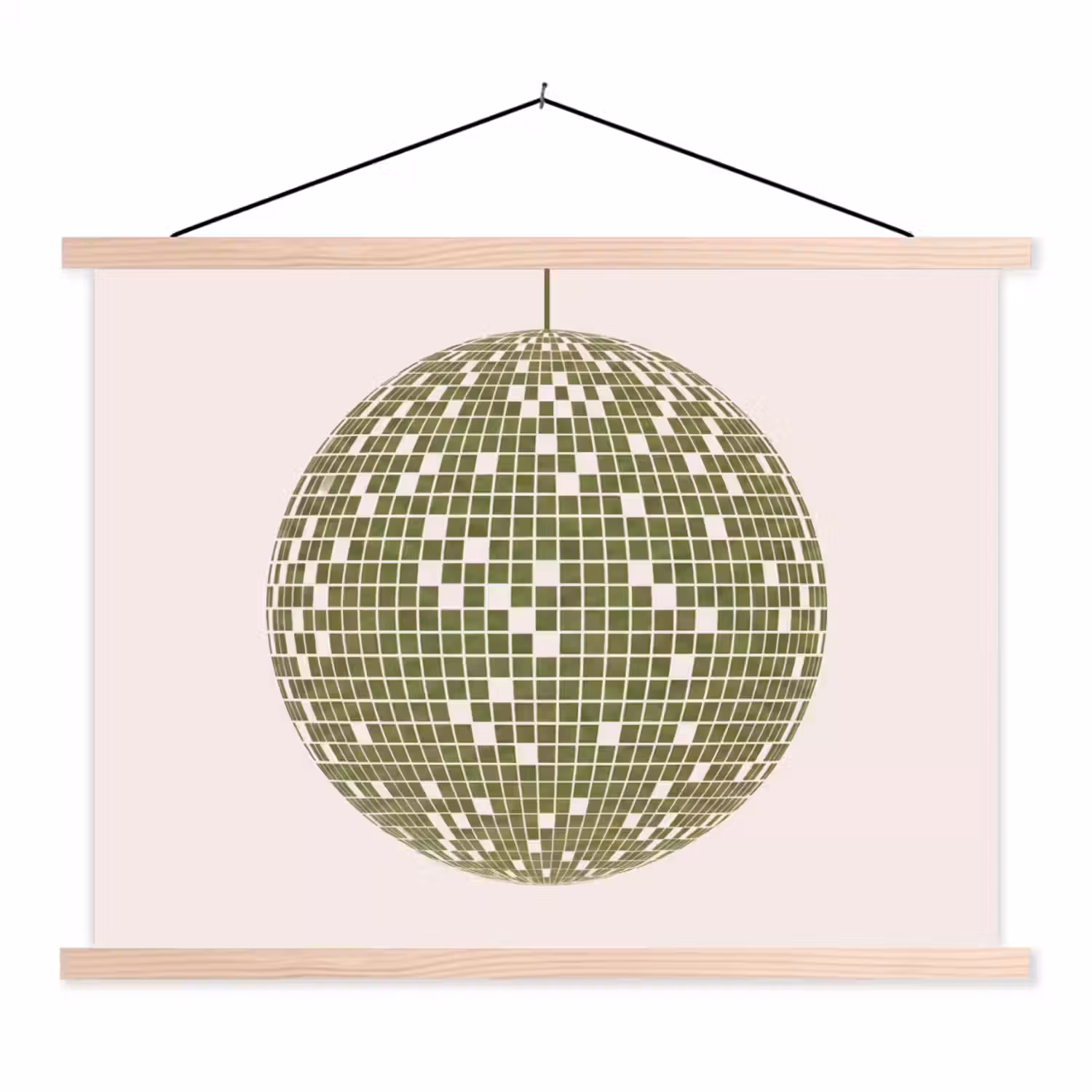 Disco - Bal - Groen - Abstract - Modern textielposter latten blank klein -3d
