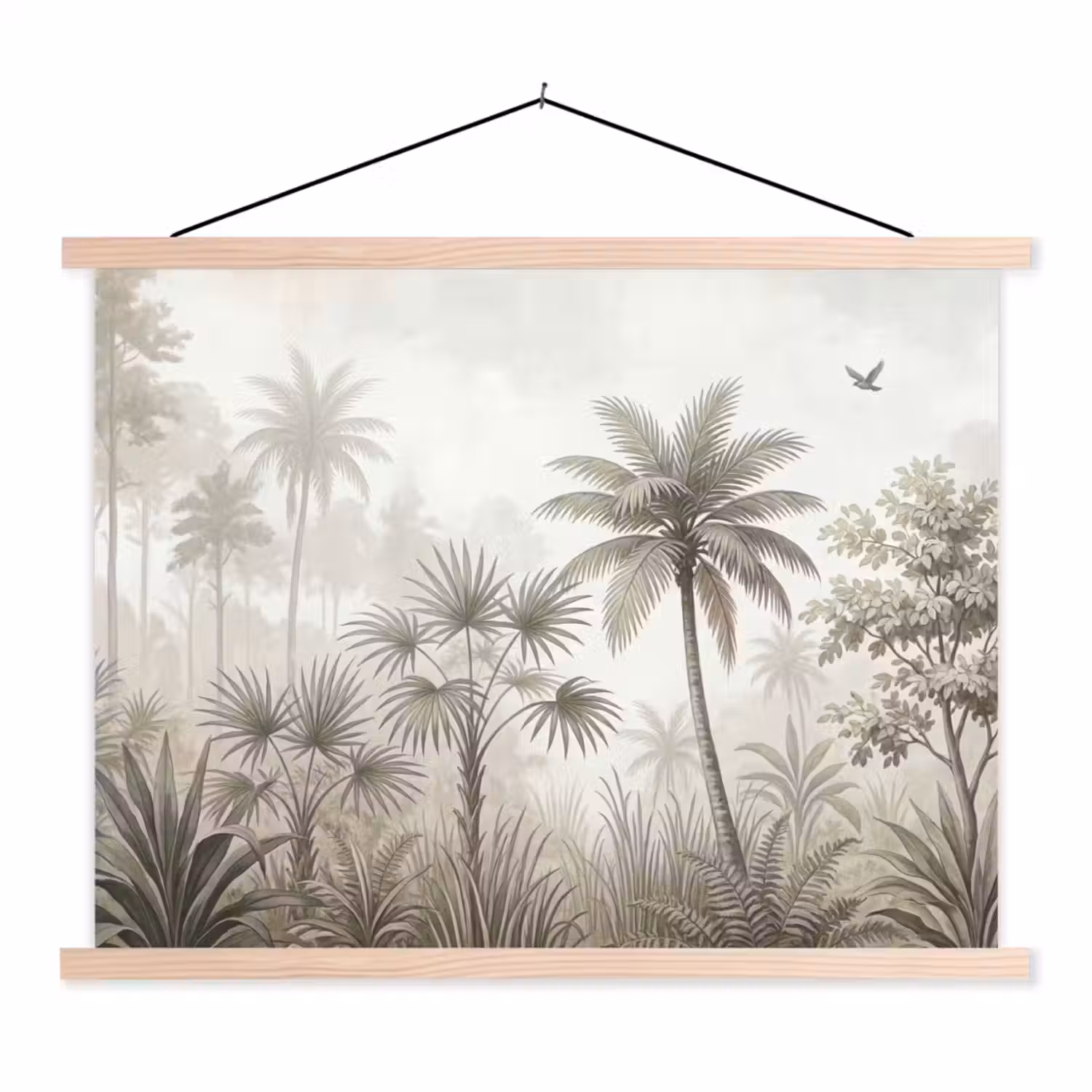 Jungle - Palmbomen - Natuur textielposter latten blank klein -3d