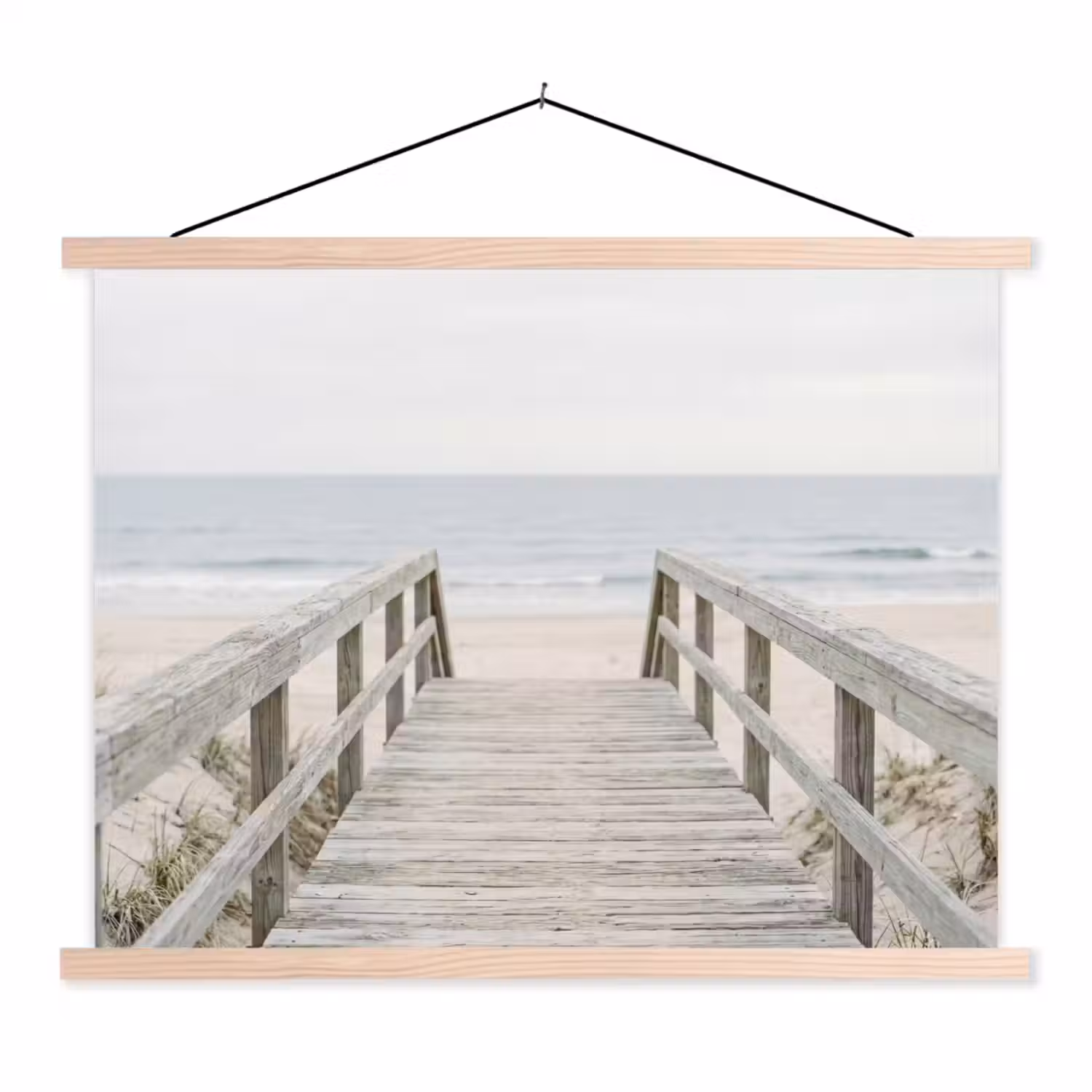 Duinen - Vlonder - Oceaan textielposter latten blank klein -3d