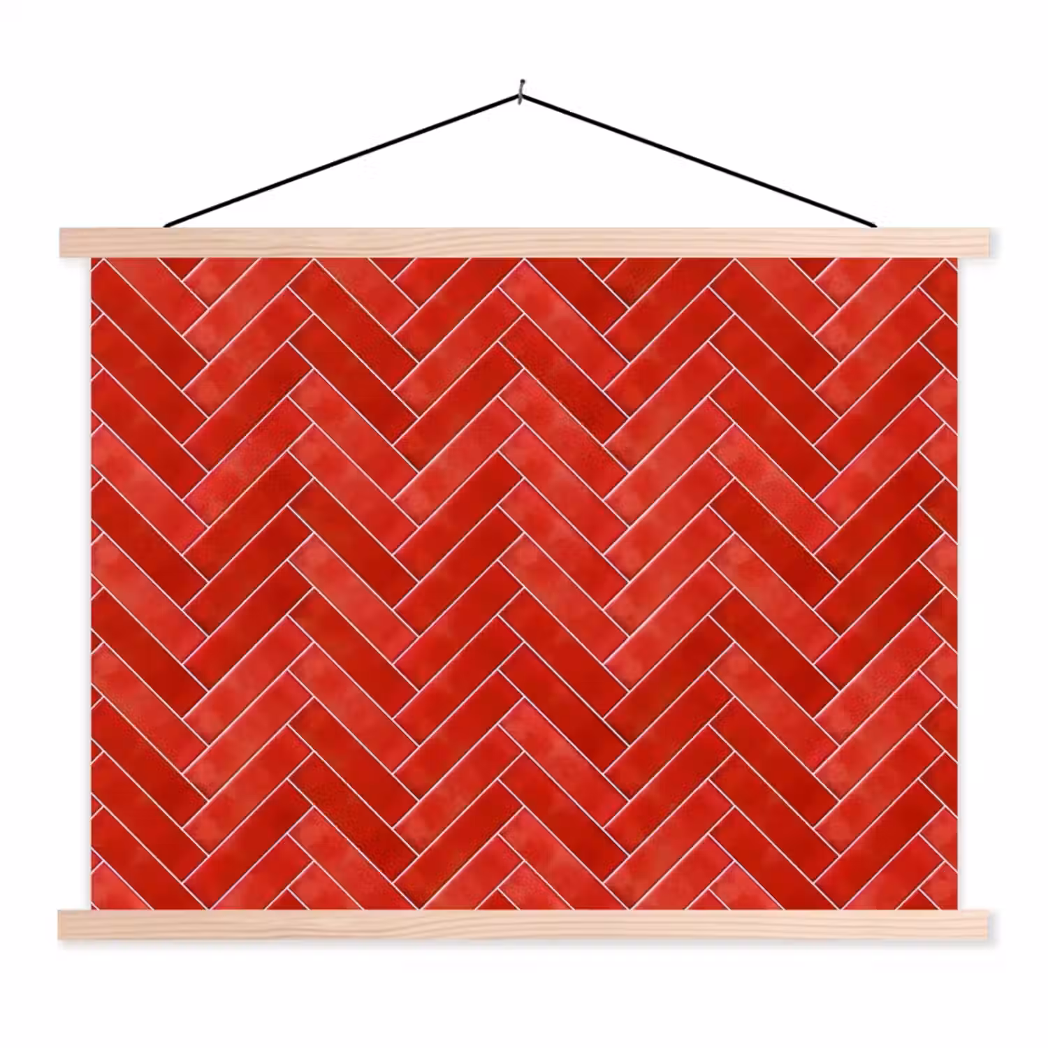 Visgraat - Tegel - Rood textielposter latten blank klein 122 -3d