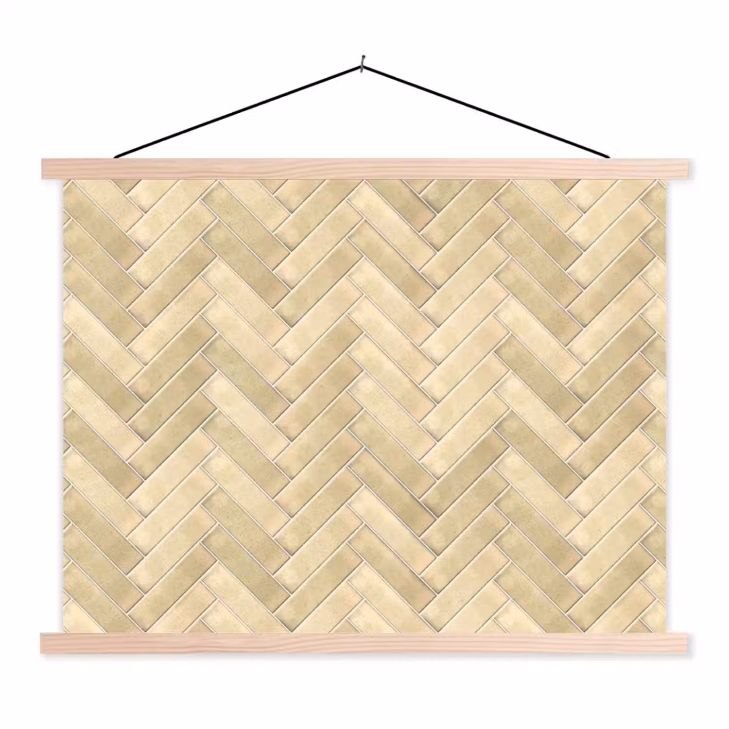 Visgraat - Tegel - Zand textielposter latten blank klein 122 -3d