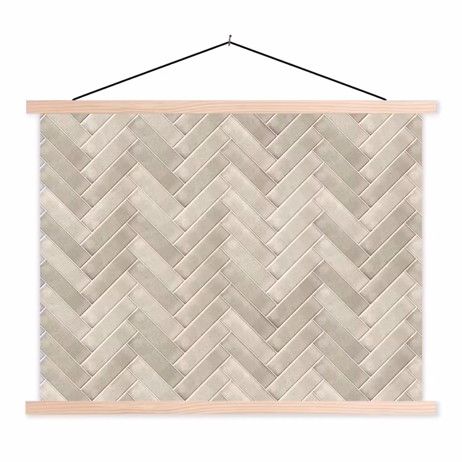 Visgraat - Wandtegel - Beige textielposter latten blank klein 122 -3d