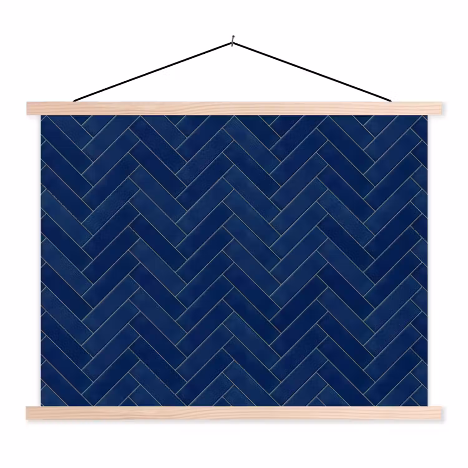 Visgraat - Wandtegel - Donkerblauw - Navy Blue textielposter latten blank klein 122 -3d