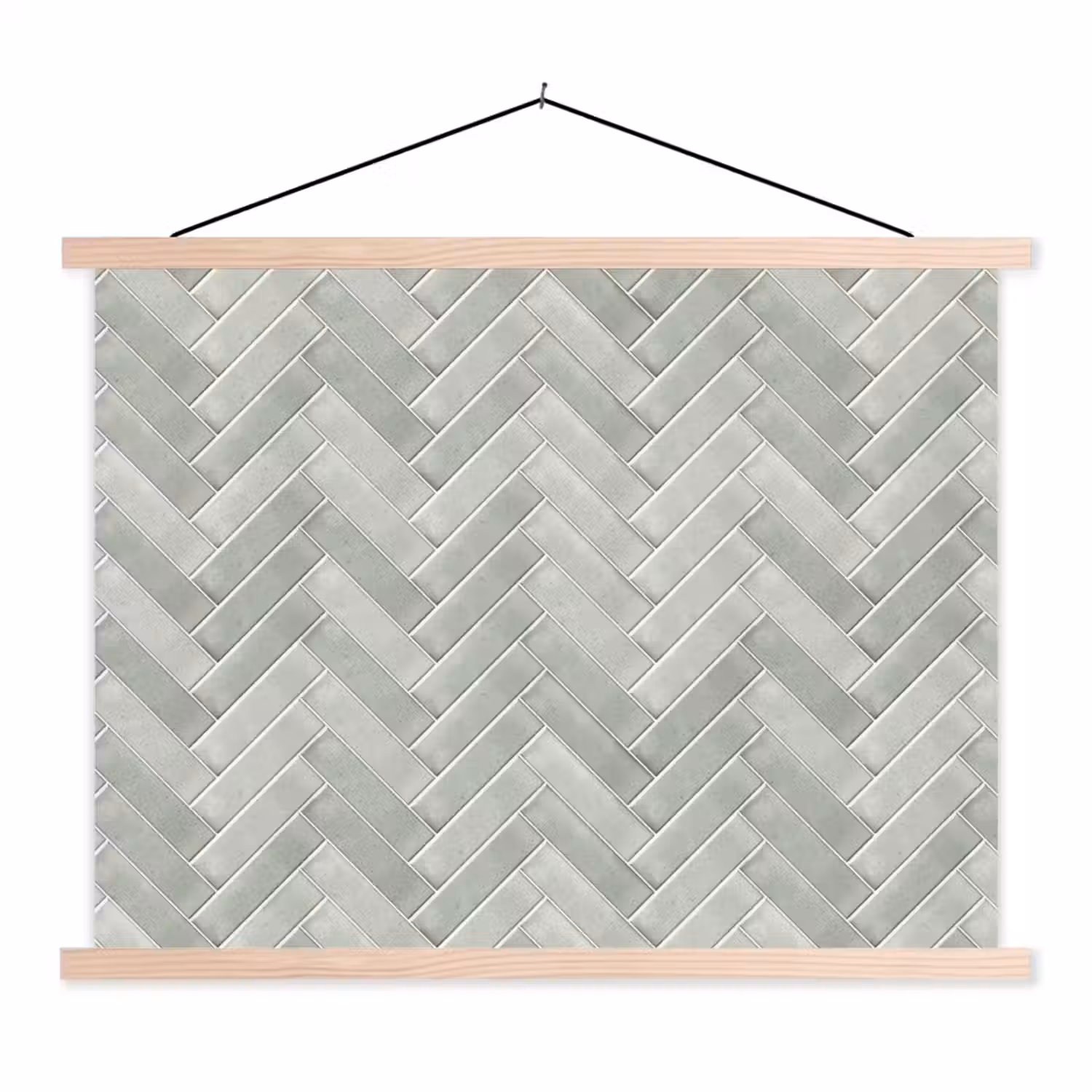Visgraat - Wandtegel - Grijs textielposter latten blank klein 122 -3d