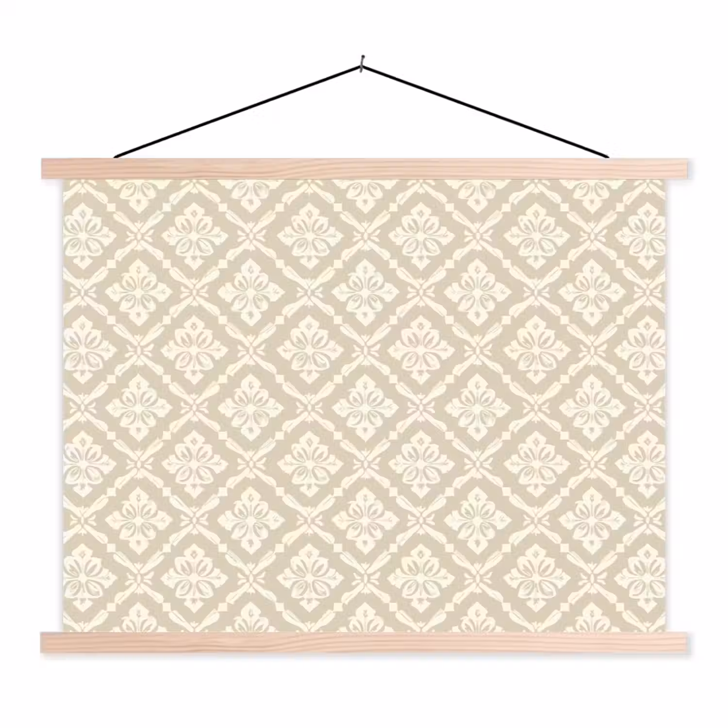 Floraal - Ornament - Beige textielposter latten blank klein 122 -3d