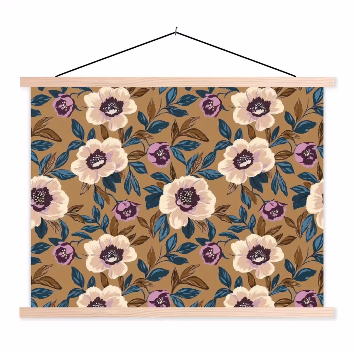 Floraal - Stilleven - Kleurrijk textielposter latten blank klein 122 -3d