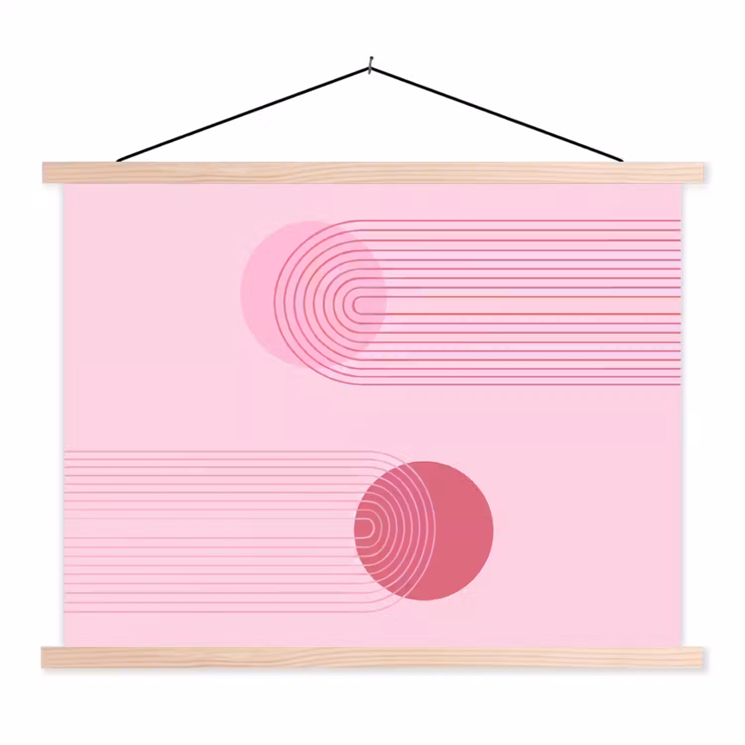 Vormen - Lijnen - Minimalistisch - Roze textielposter latten blank klein -3d