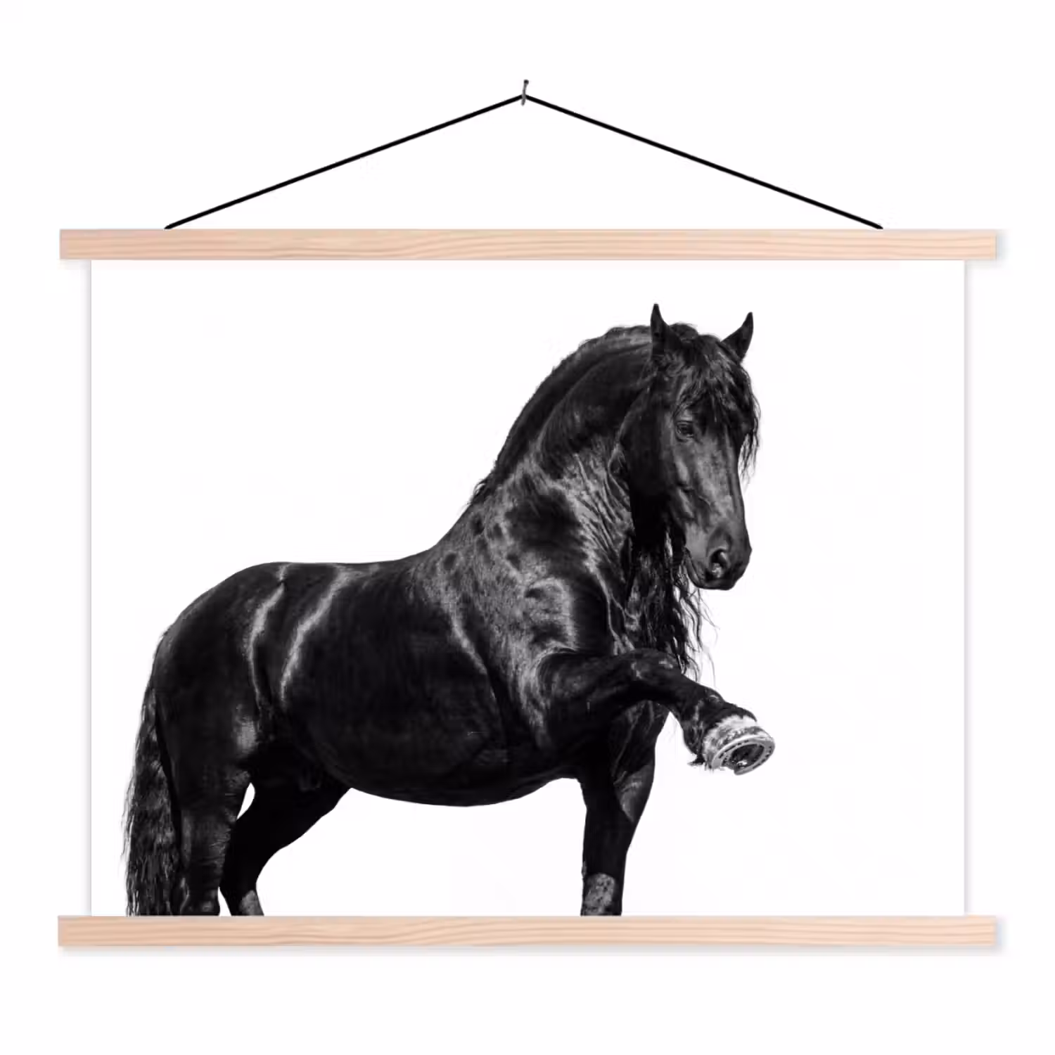 Fries - Hengst - Modern textielposter latten blank klein -3d