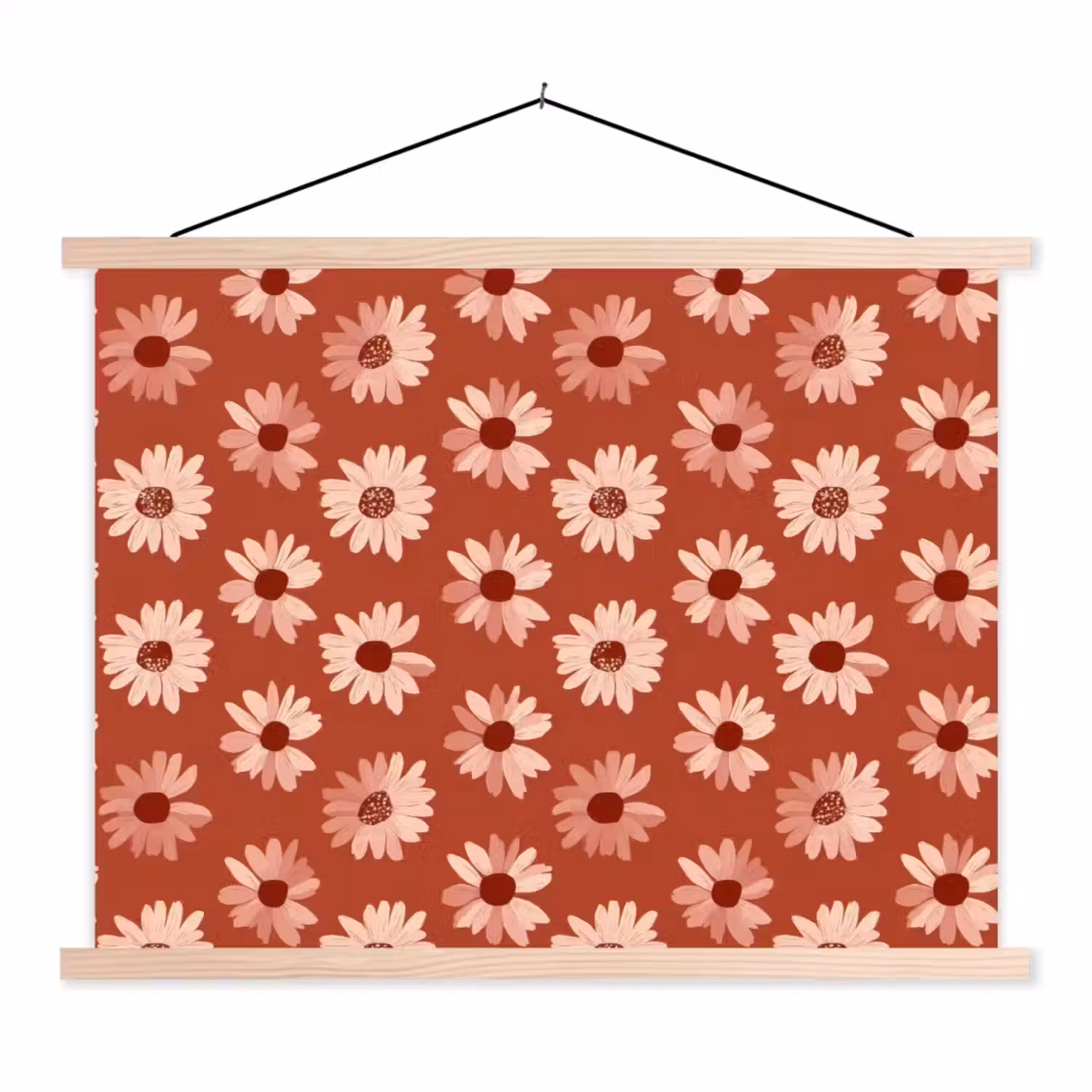Madelief - Retro - Terracotta textielposter latten blank klein 122 -3d