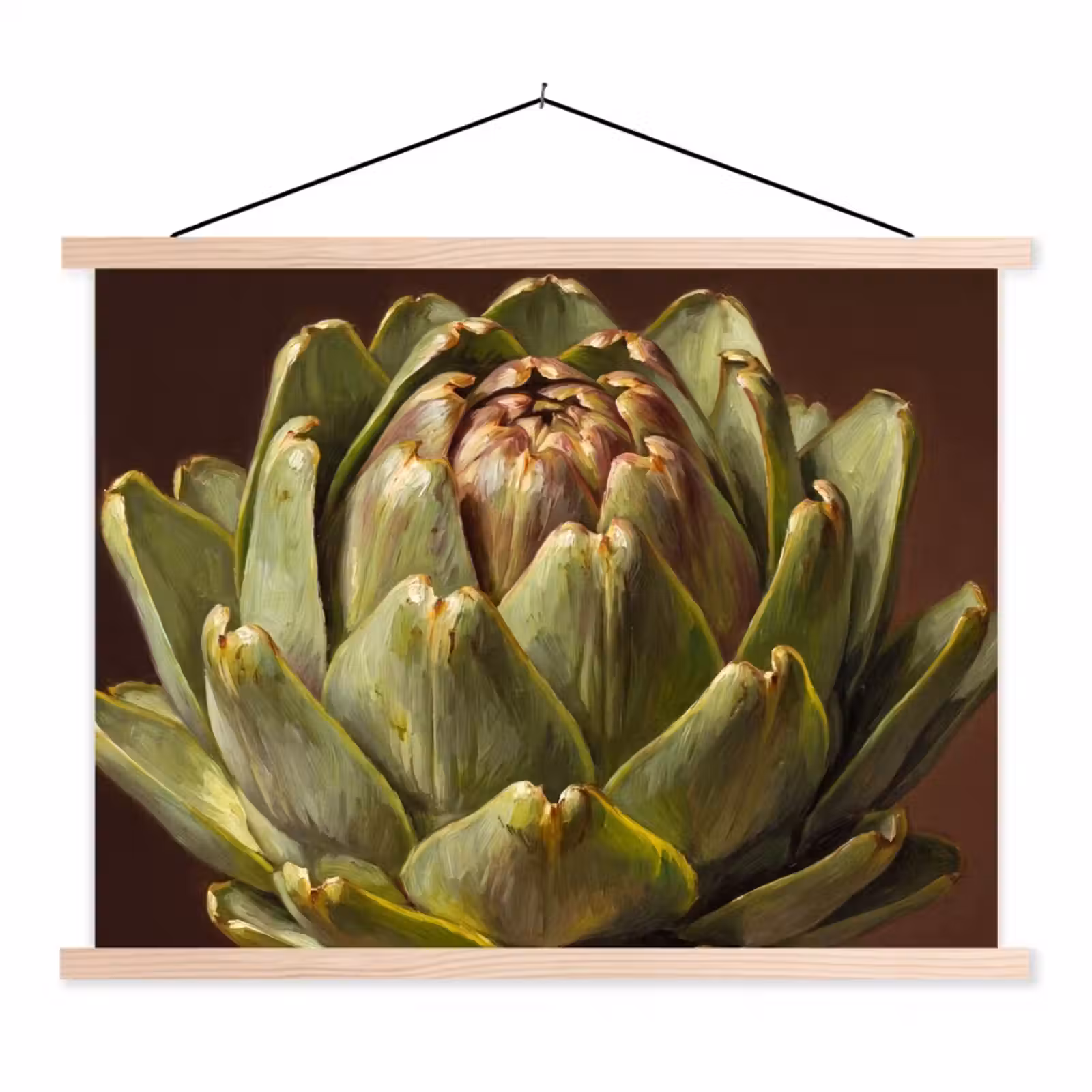Stoffbild - Gemüse – Artischocke – Grün - Groente - Artisjok - Groen textielposter latten blank klein