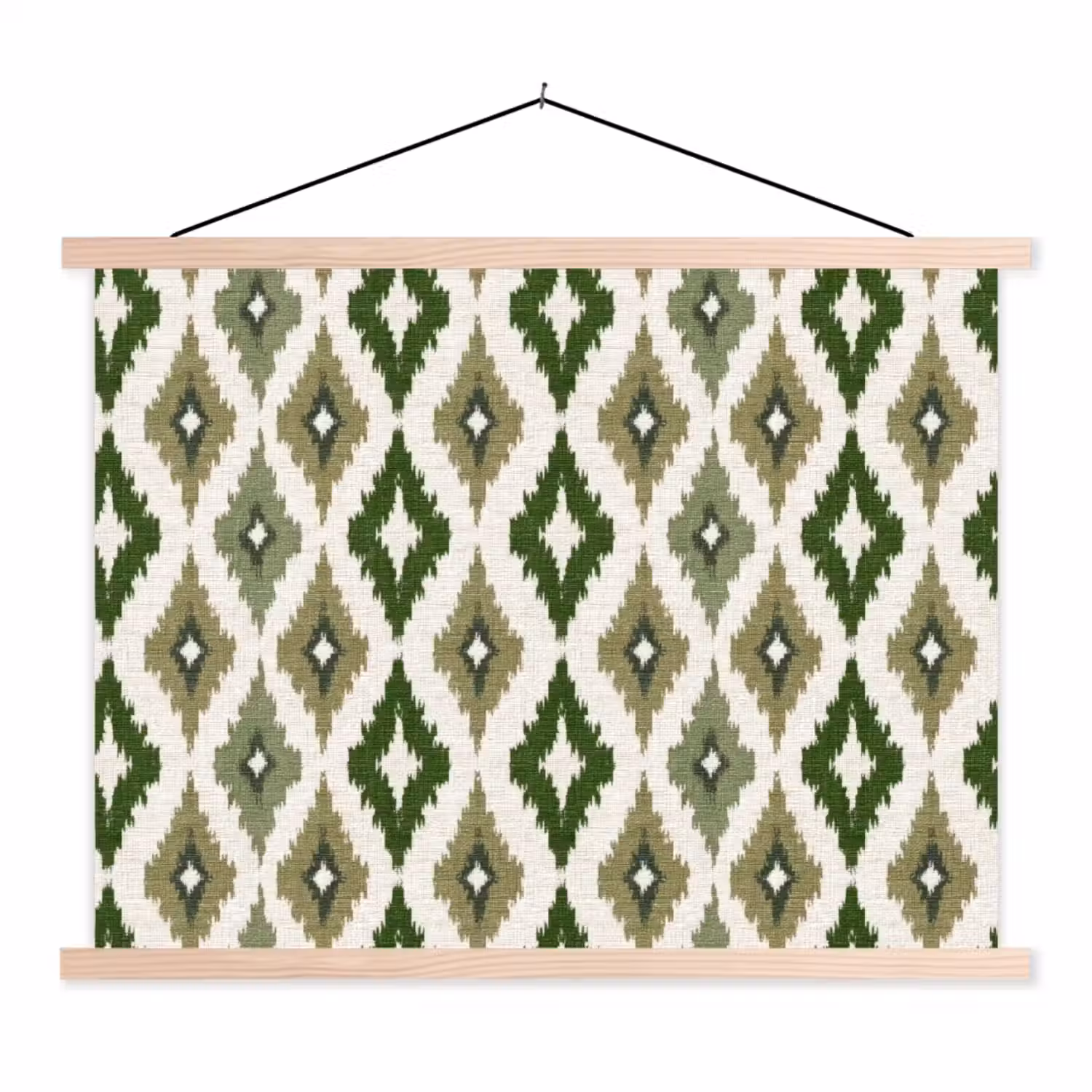 Geografisch - Ruitmotief - Groen textielposter latten blank klein 122 -3d