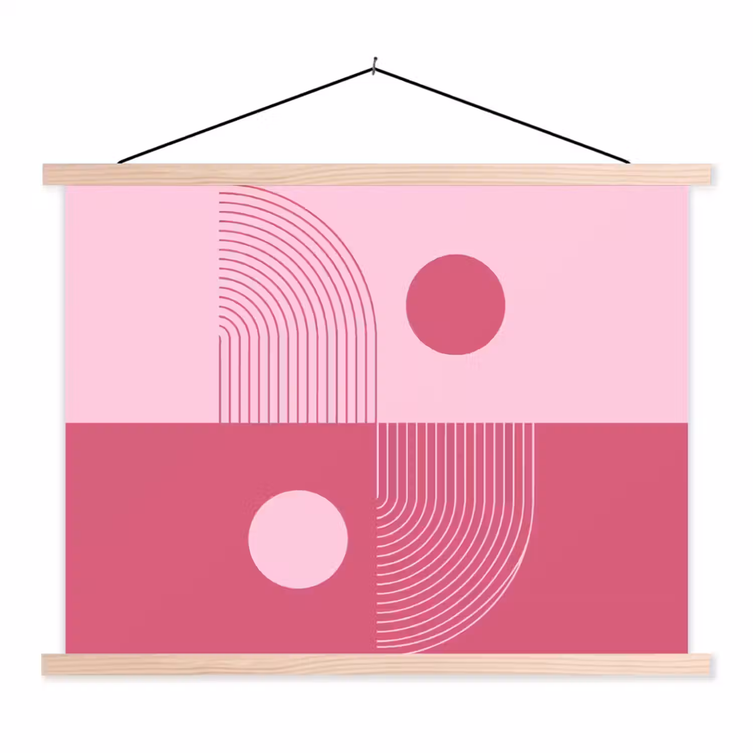Geometrie - Patroon - Abstract - Roze - Modern textielposter latten blank klein -3d
