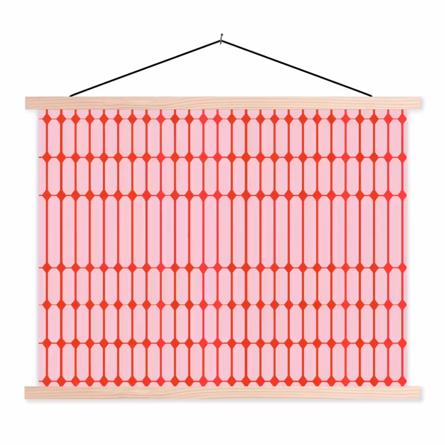 Geometrisch - Minimalistisch - Rood - Roze textielposter latten blank klein 122 -3d