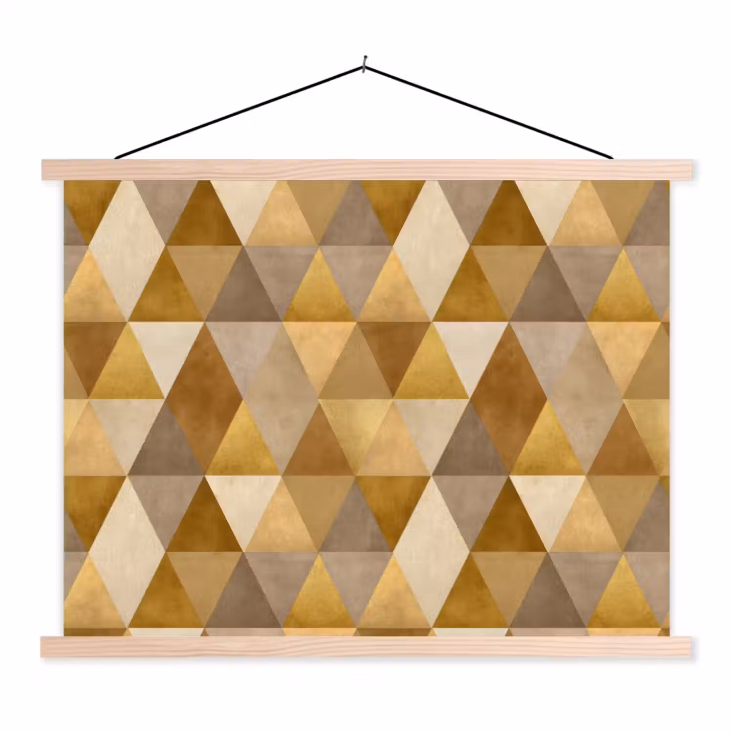 Geometrisch - Driehoek - Goud textielposter latten blank klein 122 -3d