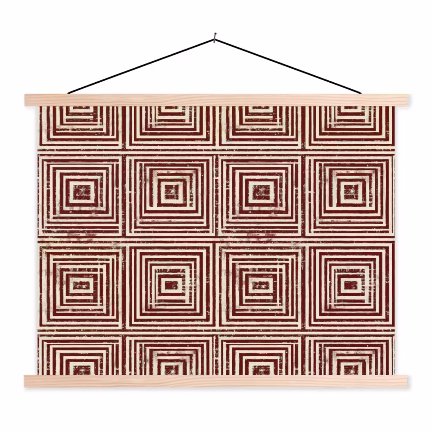Geometrisch - Patroon - Rood textielposter latten blank klein 122 -3d